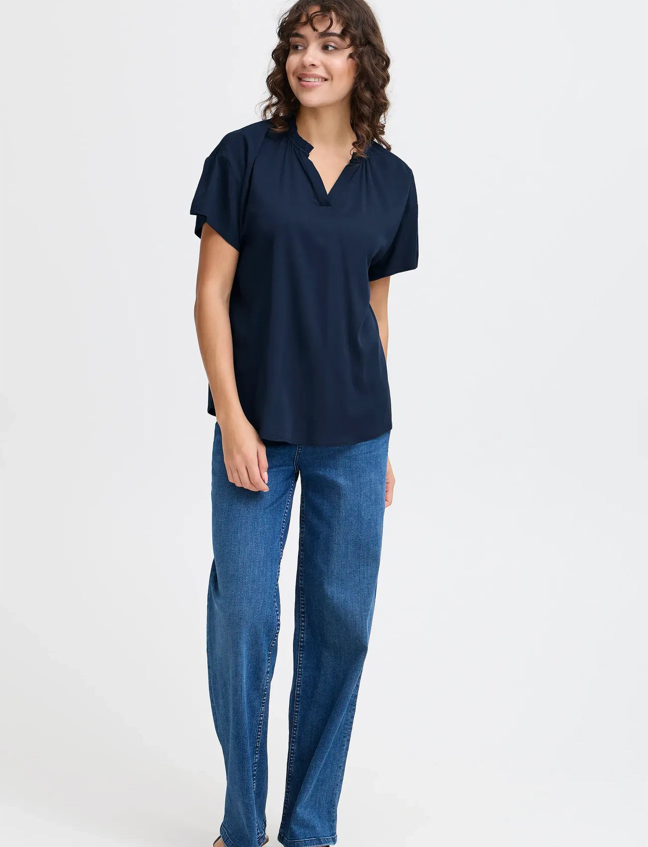 Fransa Frjustina Bl 1, S, Navy, Bluser > Kortærmede, Dame
