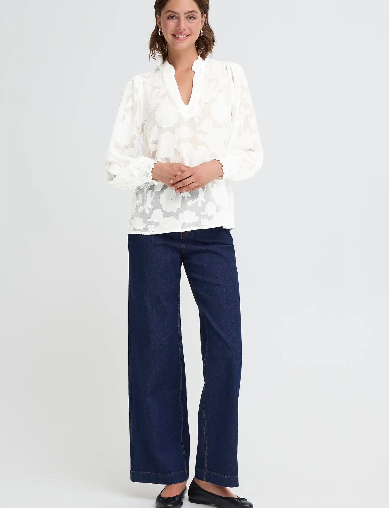 Fransa Frrhinestone Bl 1, L, Cream, Bluser > Langærmede, Dame