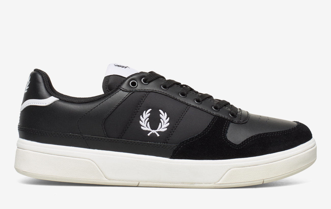 fred perry b300 leather trainers in white