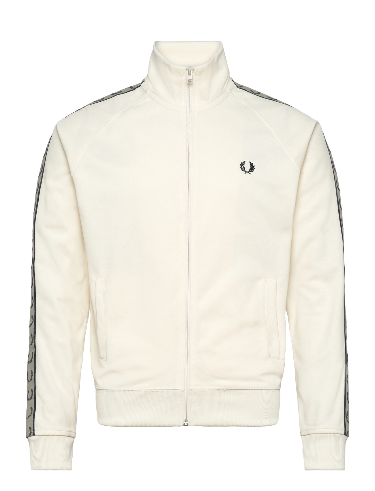 Fred Perry Contrast Tape Track Jkt, L, Cream, Sweatshirts & Hættetrøjer > Sweatshirts, Herre