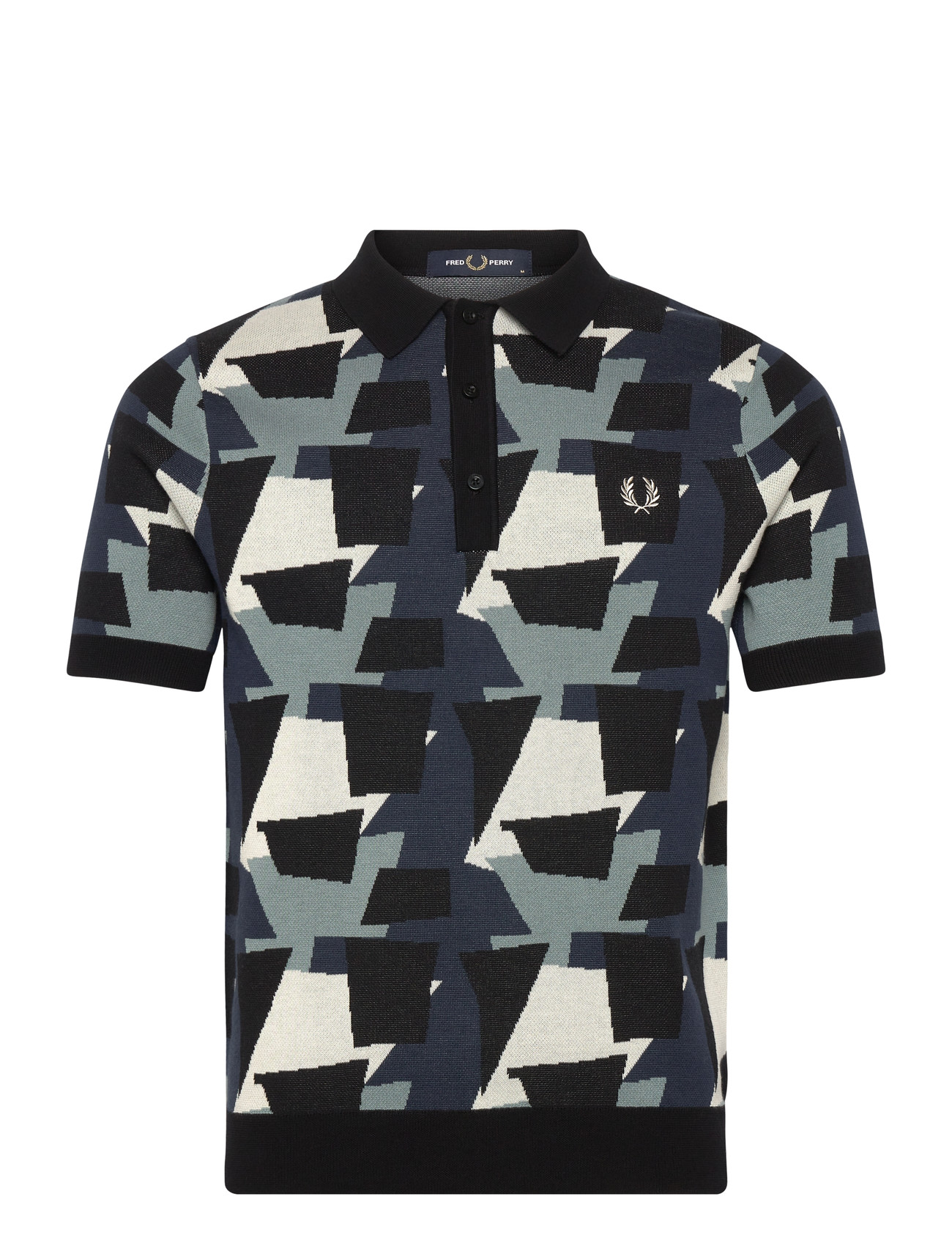 Fred Perry Fragment Jacquard Knit Shirt, S, Multi/patterned, Strik > Kortærmede Strikkede Poloer, Herre