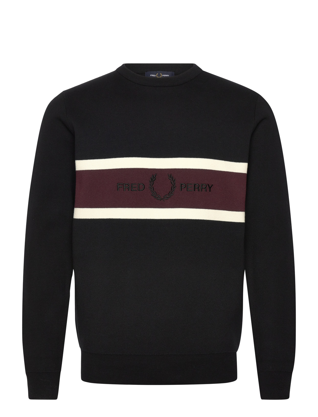 Fred Perry Embroidered Panel Jmpr, XL, Black, Strik > Runde Halse, Herre