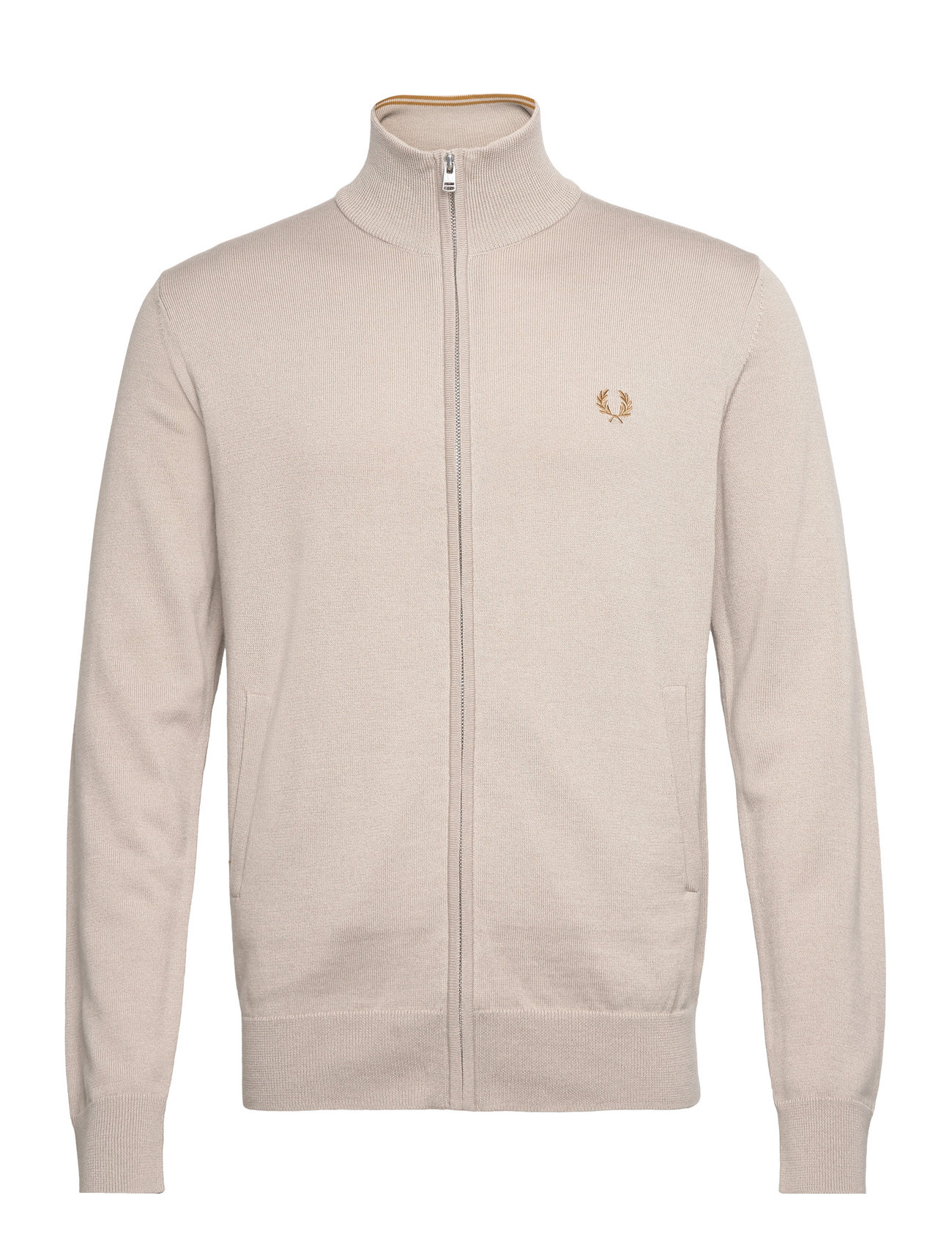 Classic Zip Cardigan Tops Knitwear Full Zip Jumpers Beige Fred Perry