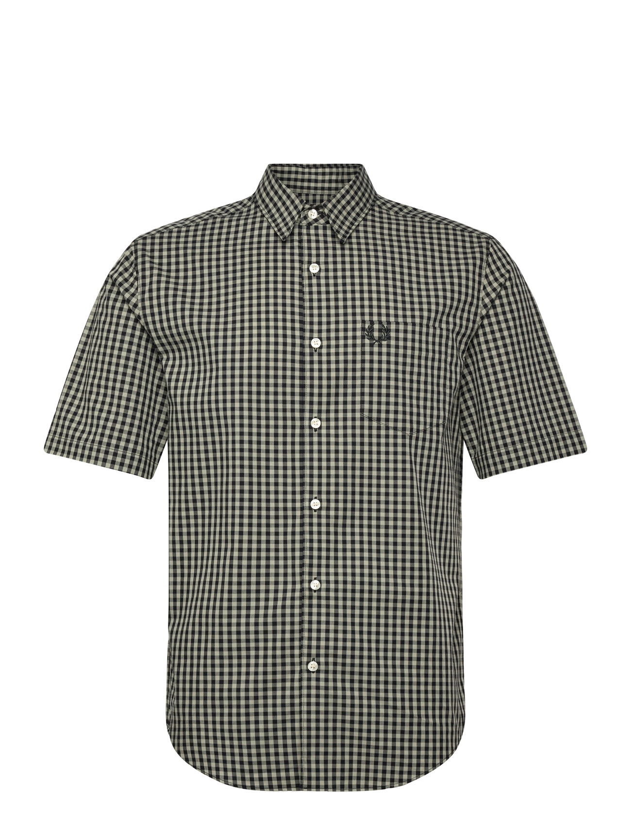 Fred Perry Gingham S/S Shirt, M, Black, Skjorter > Kortærmede Shirts, Herre
