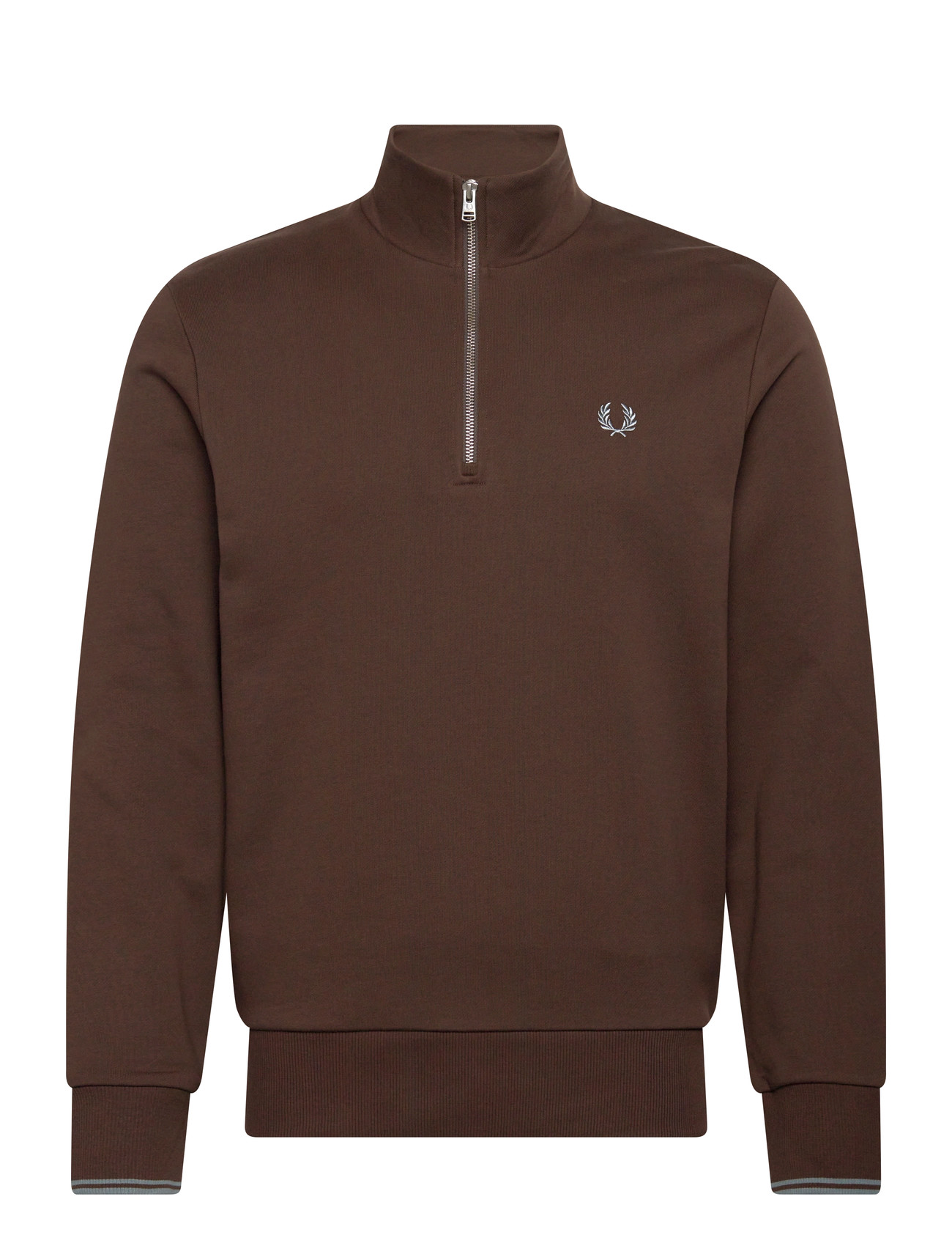 Fred Perry Half Zip Sweatshirt, L, Brown, Sweatshirts & Hættetrøjer > Sweatshirts, Herre