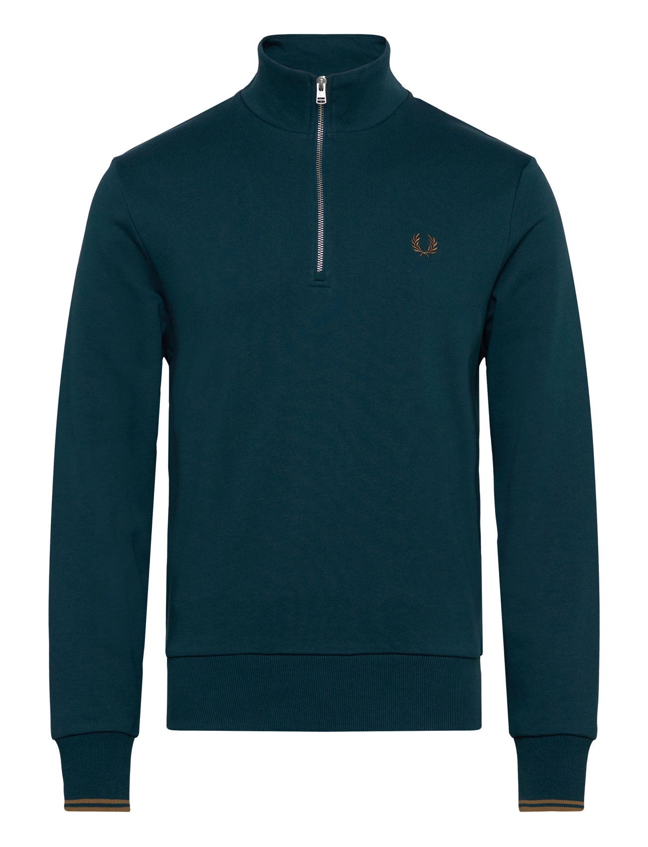 超美品　FRED PERRY Half Zip Sweatshirt fpym3574_cdrkptrlshdstone_vz48