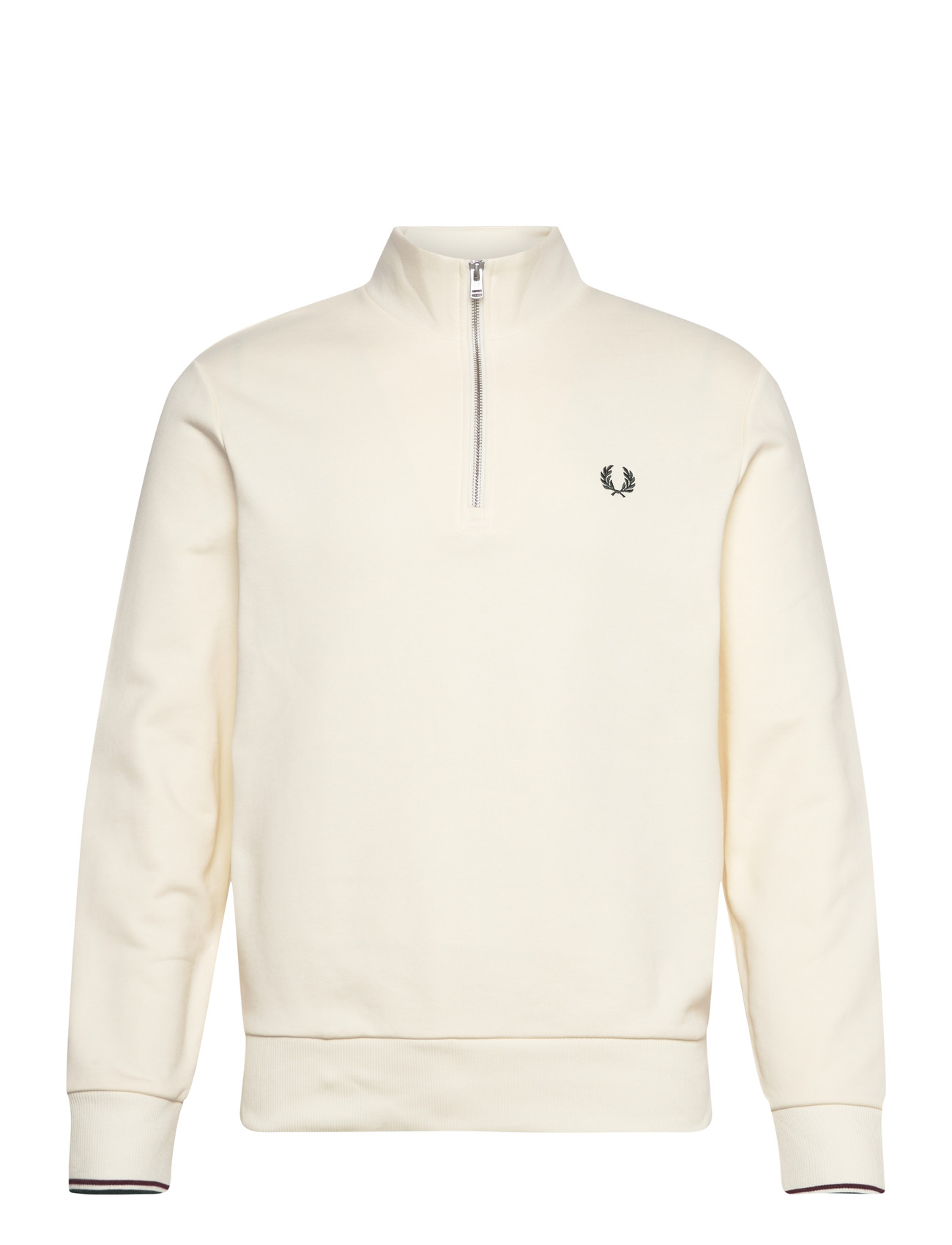 Fred Perry Half Zip Sweatshirt, M, Cream, Sweatshirts & Hættetrøjer > Sweatshirts, Herre
