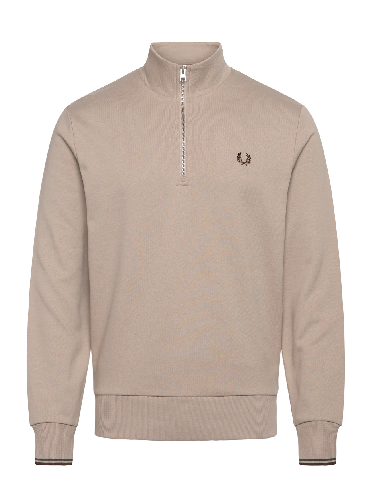Fred Perry Half Zip Sweatshirt, XL, Beige, Sweatshirts & Hættetrøjer > Sweatshirts, Herre