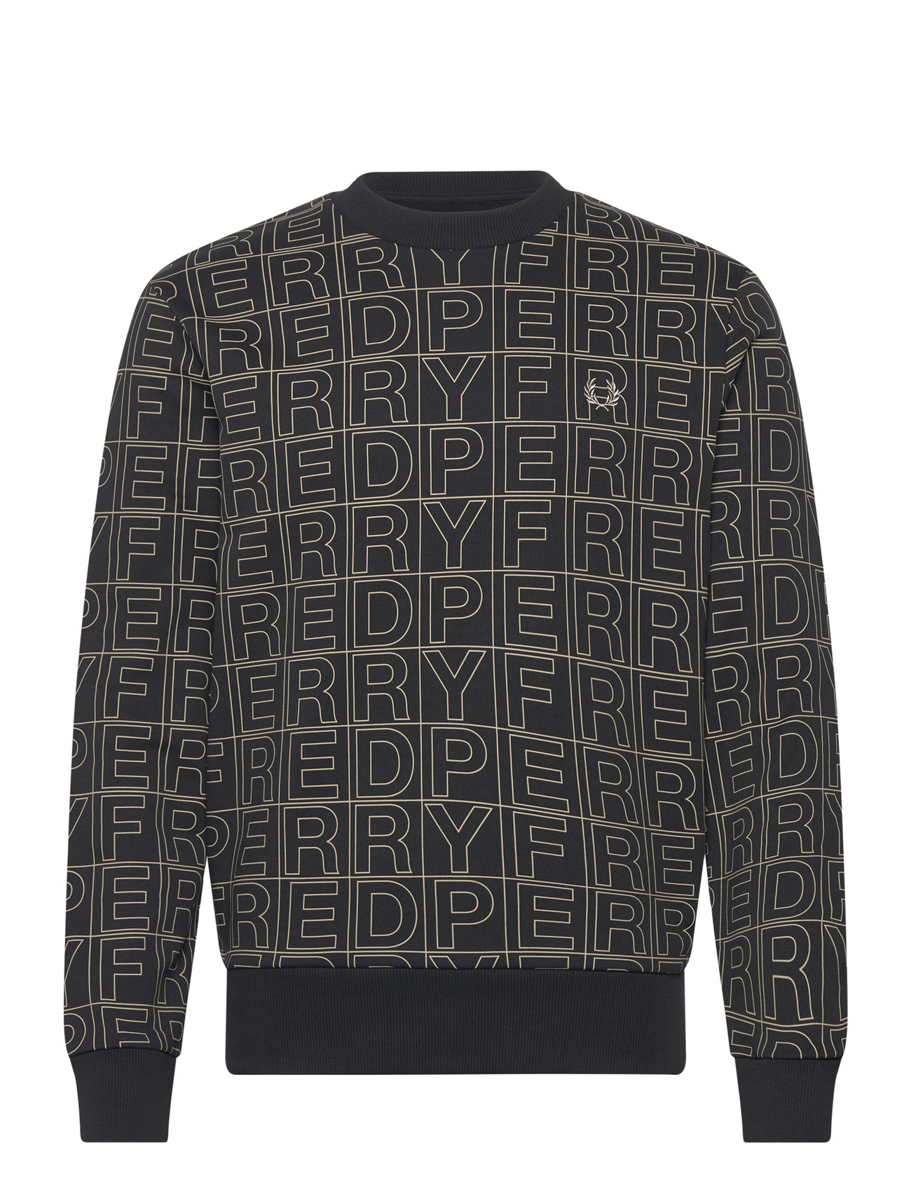 Spellout Graphic Sweatsh Tops Sweatshirts & Hoodies Sweatshirts Black Fred Perry