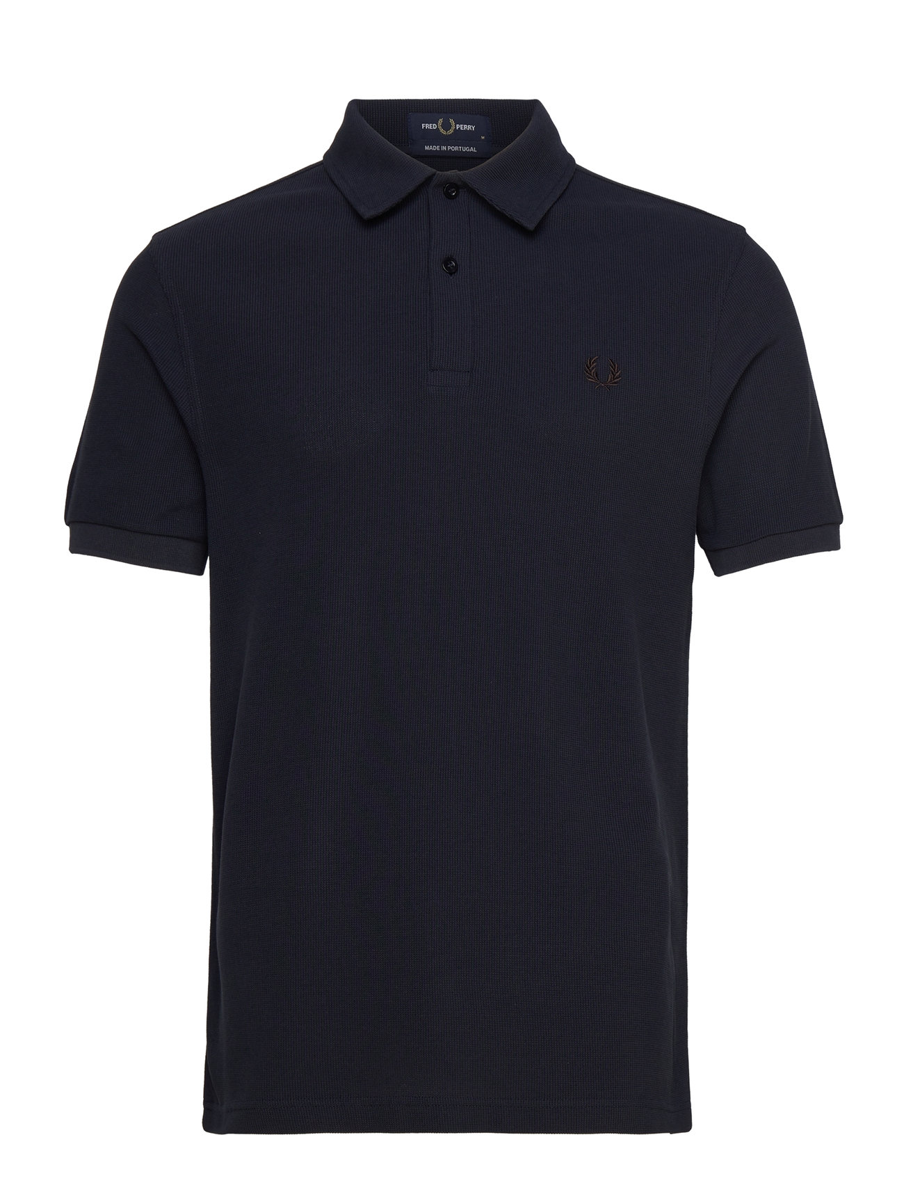 Open Waffle Polo Shirt Tops Knitwear Short Sleeve Knitted Polos Navy Fred Perry