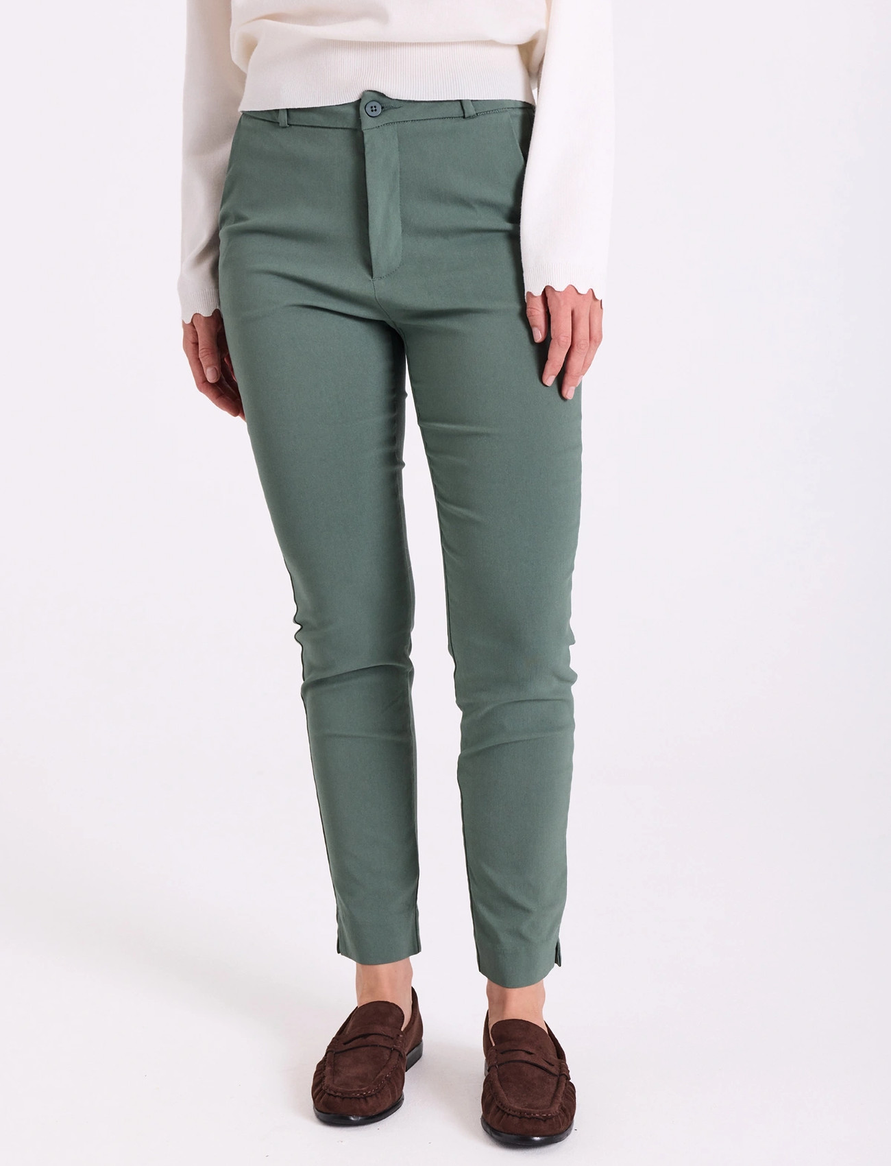 FREE/QUENT Fqsolvej-Ankle-Pa, L, Green, Bukser > Chinos, Dame