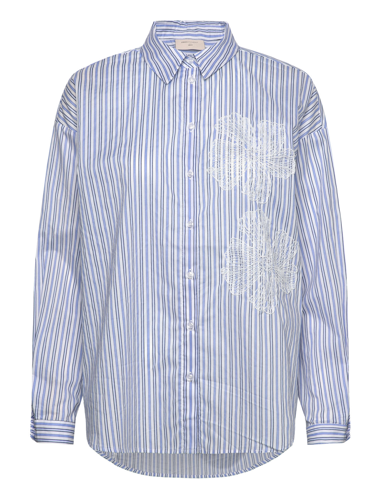 FREE/QUENT Shirt From Freequent In A Soft Material With Stripes. The Shirt Has A Classic Cu Blå
