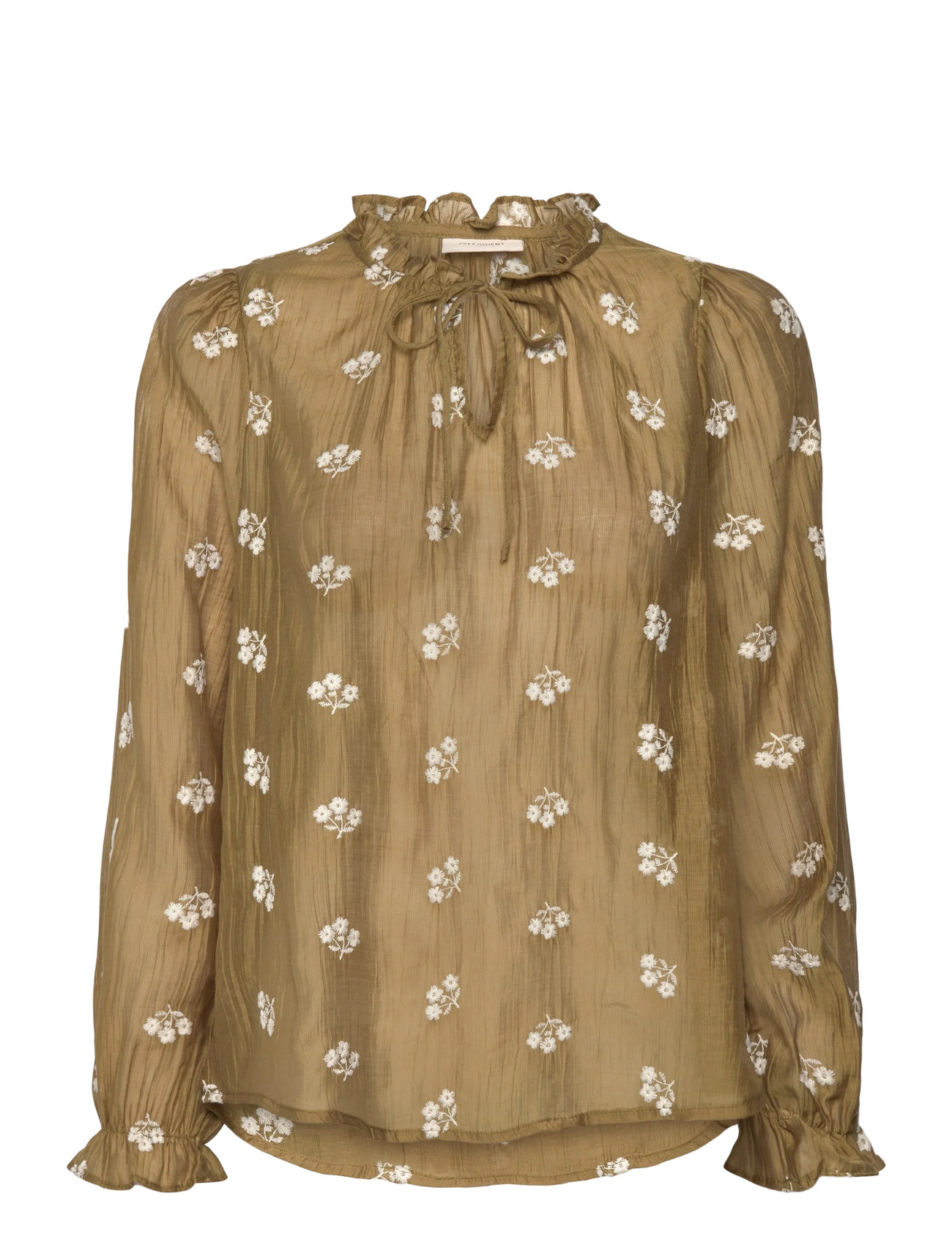 FREE/QUENT Bluse From Freequent In A Hell Material With Allover Floral Embroidery. In Add Braun - S - Damen