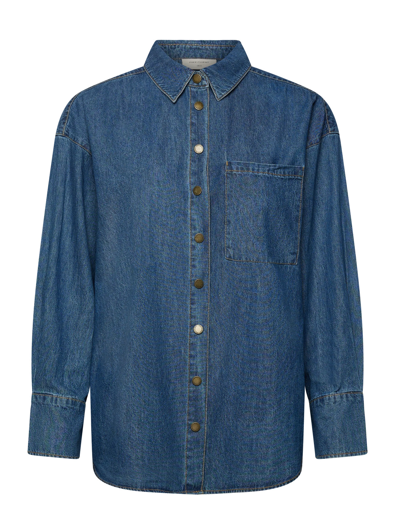 FREE/QUENT Shirt From Freequent In A Soft Denim Material. The Shirt Has A Simple Silhouette Blau - M - Damen
