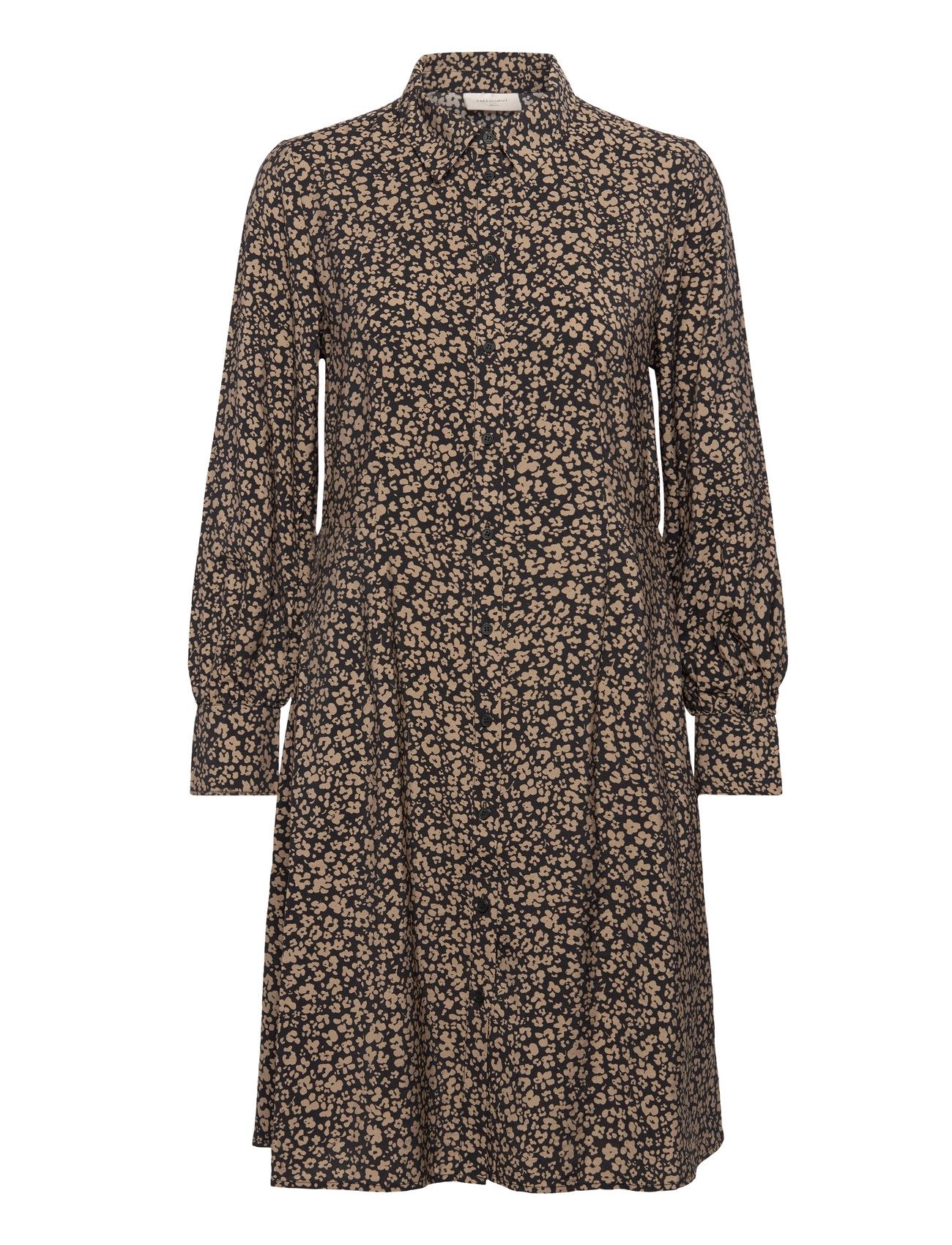 FREE/QUENT Dress From Freequent In A Soft Material With Allover Print. The Dress Is Simple, M, Black, Kjoler > Skjortekjoler, Dame