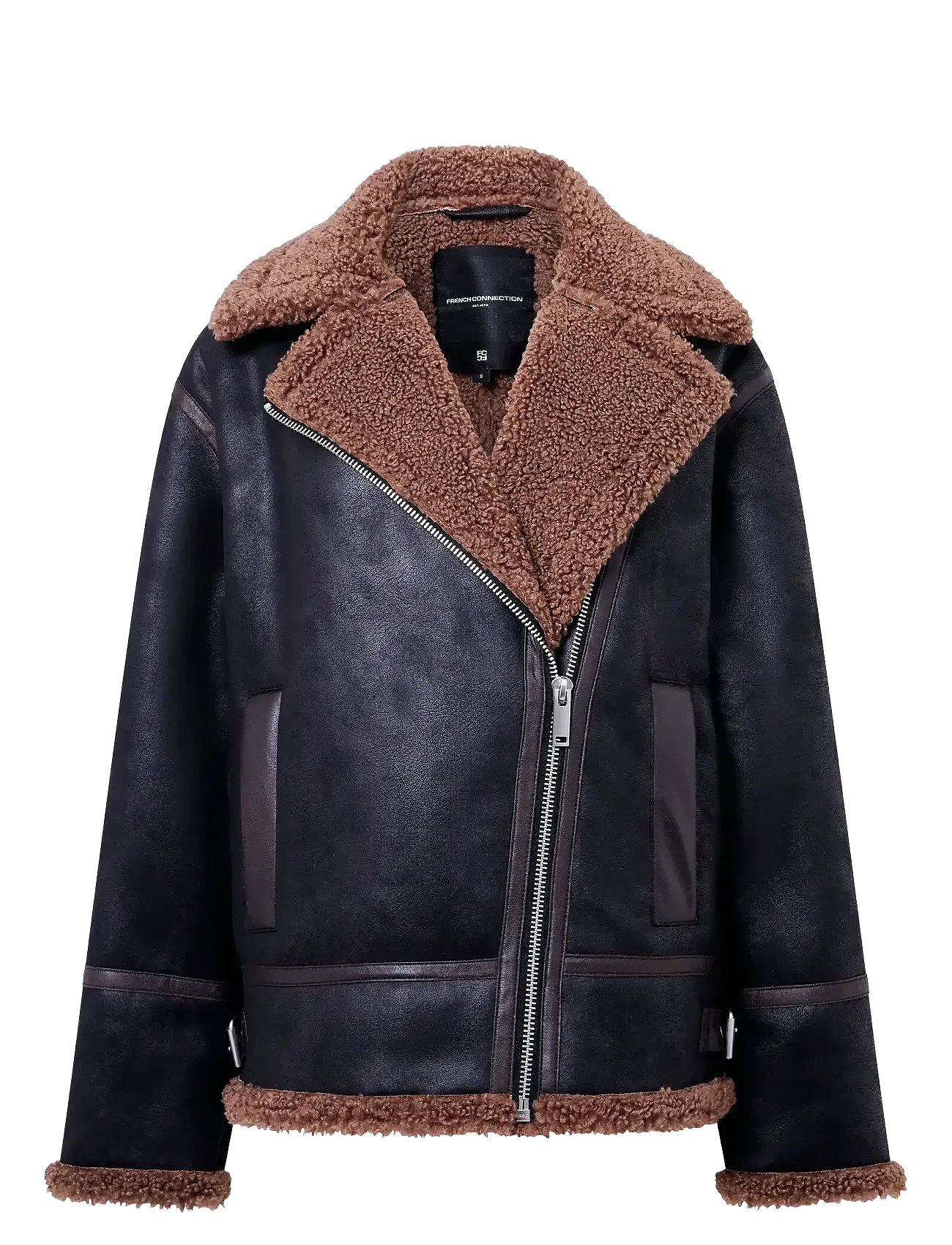 FRENCH CONNECTION Suedette Zip Up Jacke Schwarz - XL - Damen