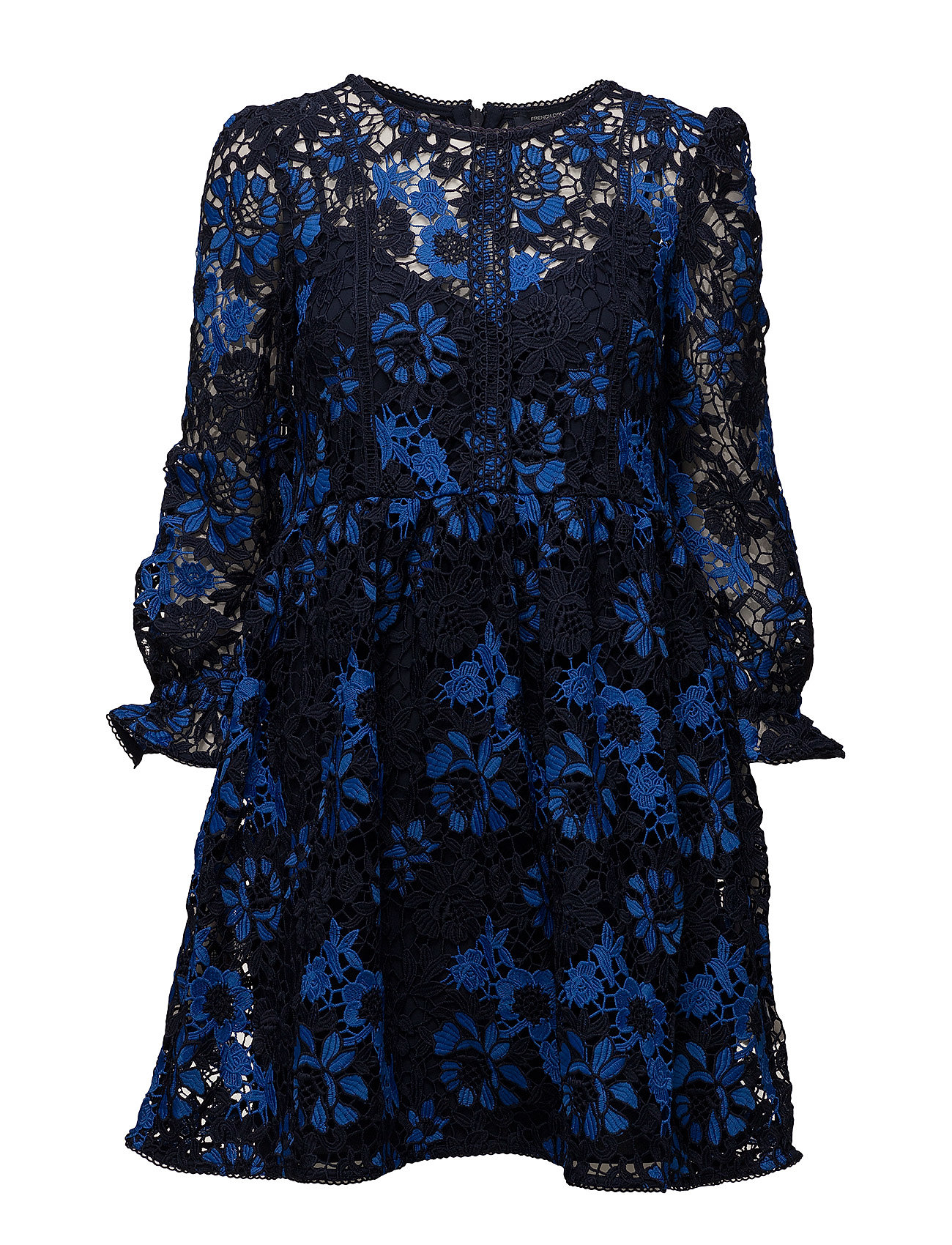 Musea Lace Mix Long Sleeve Flared Dress Korte Jurk Zwart French Connection french connection kopen in de aanbieding