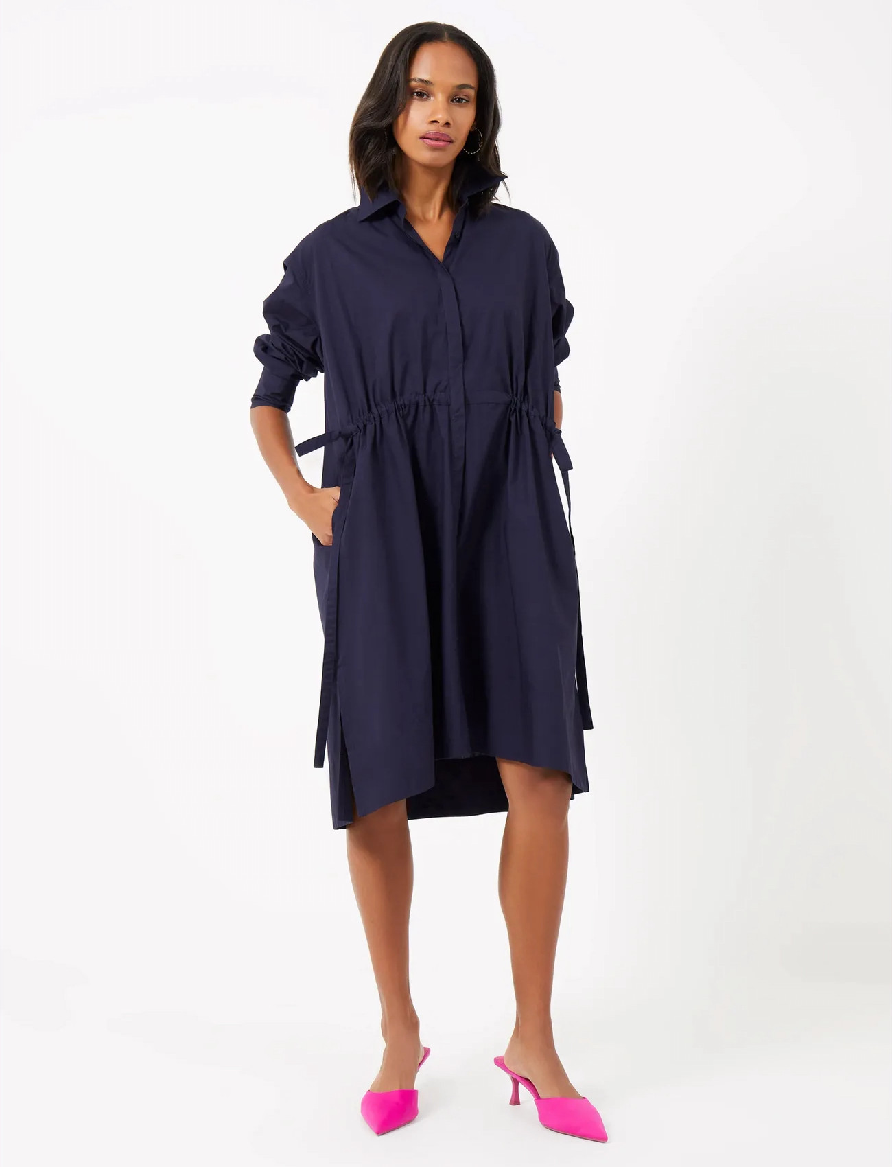 French Connection Rhodes Poplin Shirt Dress, XS, Navy, Kjoler > Skjortekjoler, Dame