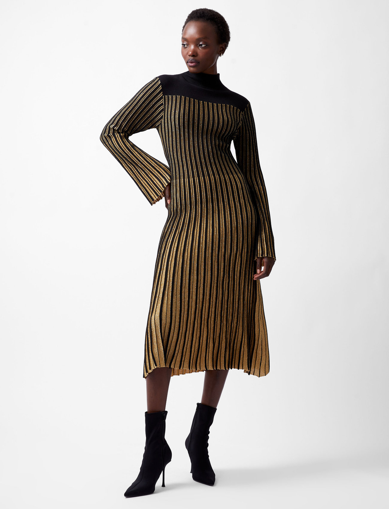 French Connection Journee Mari Ls Dress, S, Black, Kjoler > Knælange Og Midi, Dame