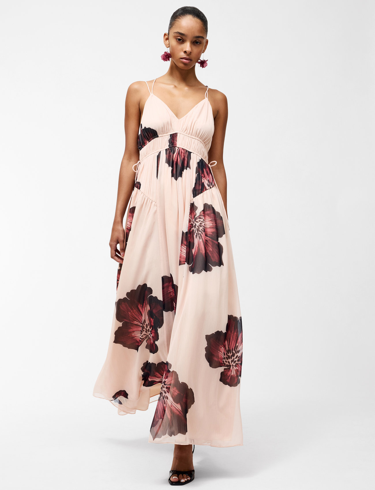 French Connection Elyse Hallie Crinkle Midi Dres, 40, Pink, Kjoler > Sommerkjoler, Dame