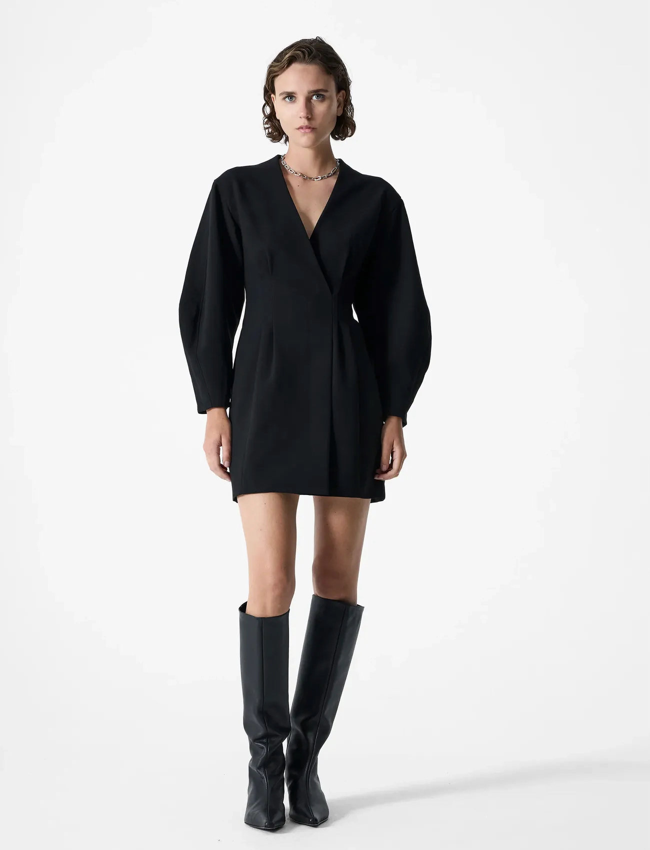 French Connection Azra Twill Wrap Dress, 38, Black, Kjoler > Kort Kjole, Dame