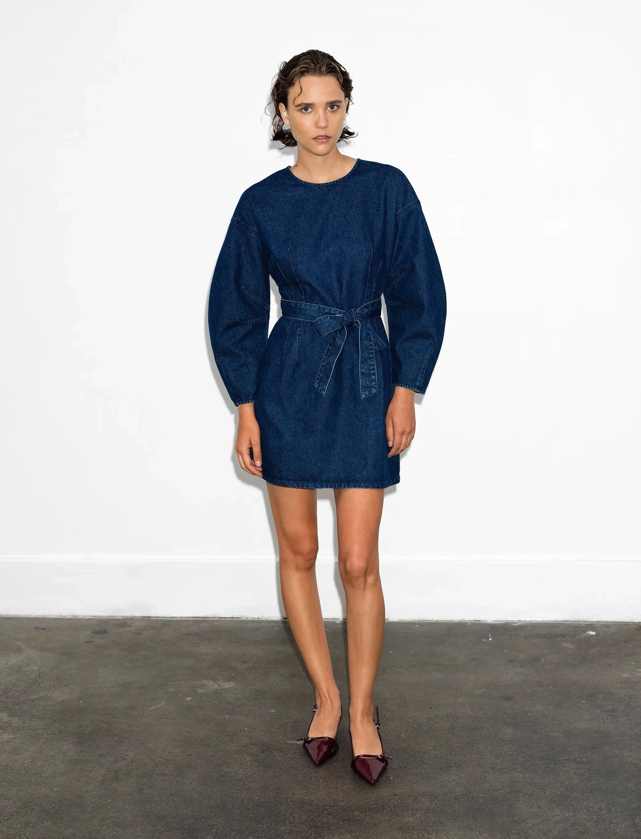French Connection Leighton Denim Banana Slv Dres, 36, Navy, Kjoler > Kort Kjole, Dame