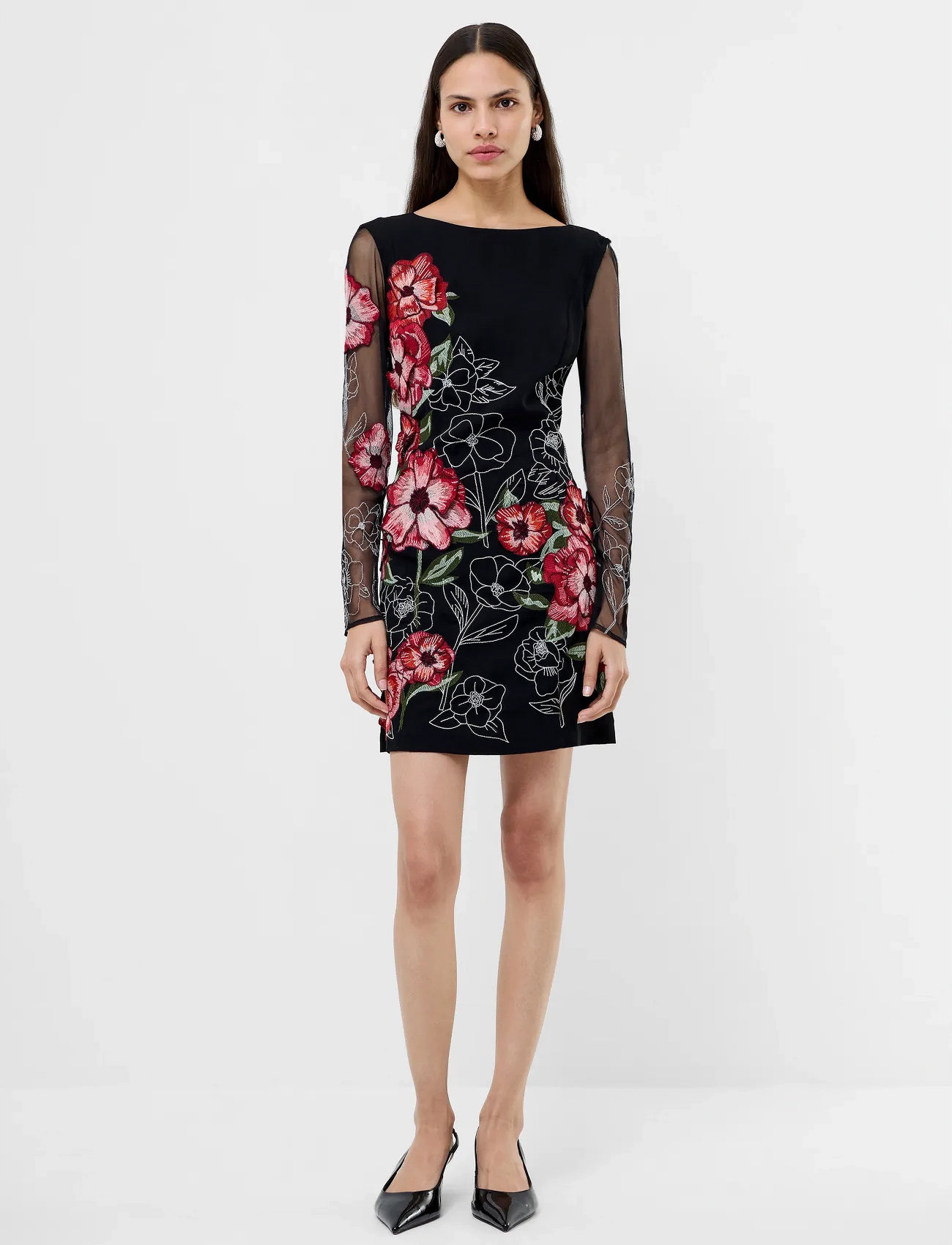 French Connection Astrida Darcy Crepe Dress, 40, Black, Kjoler > Knælange Og Midi, Dame