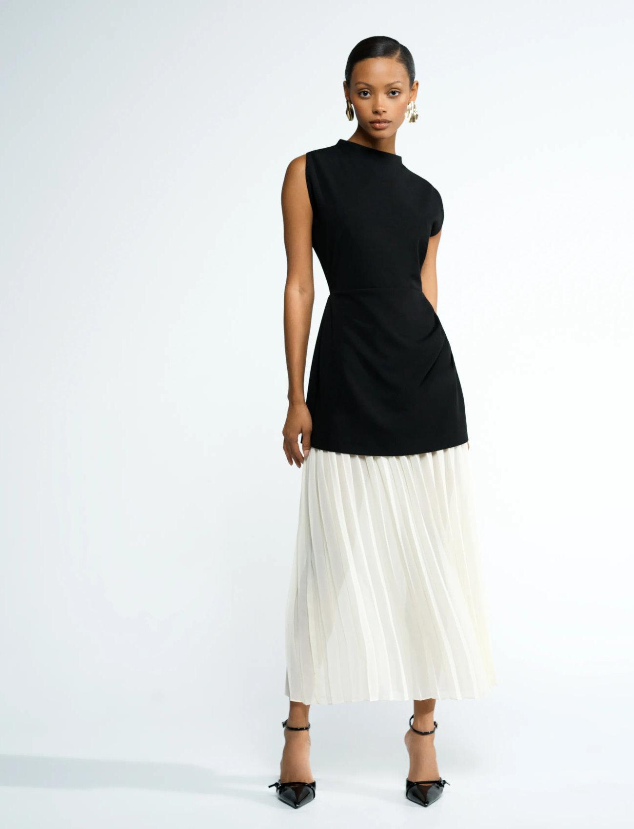 French Connection Zion Pleated Skirt Dress, 40, Multi/patterned, Kjoler > Knælange Og Midi, Dame