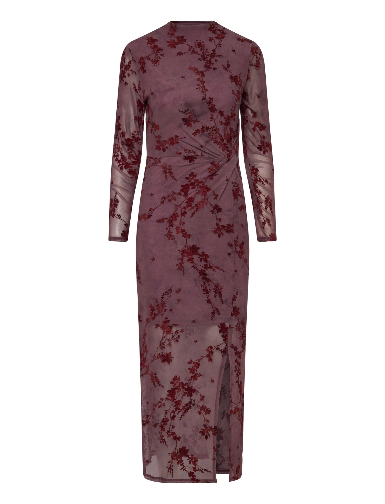 FRENCH CONNECTION Kenny Mesh L/S Kleid Burgundy - S - Damen