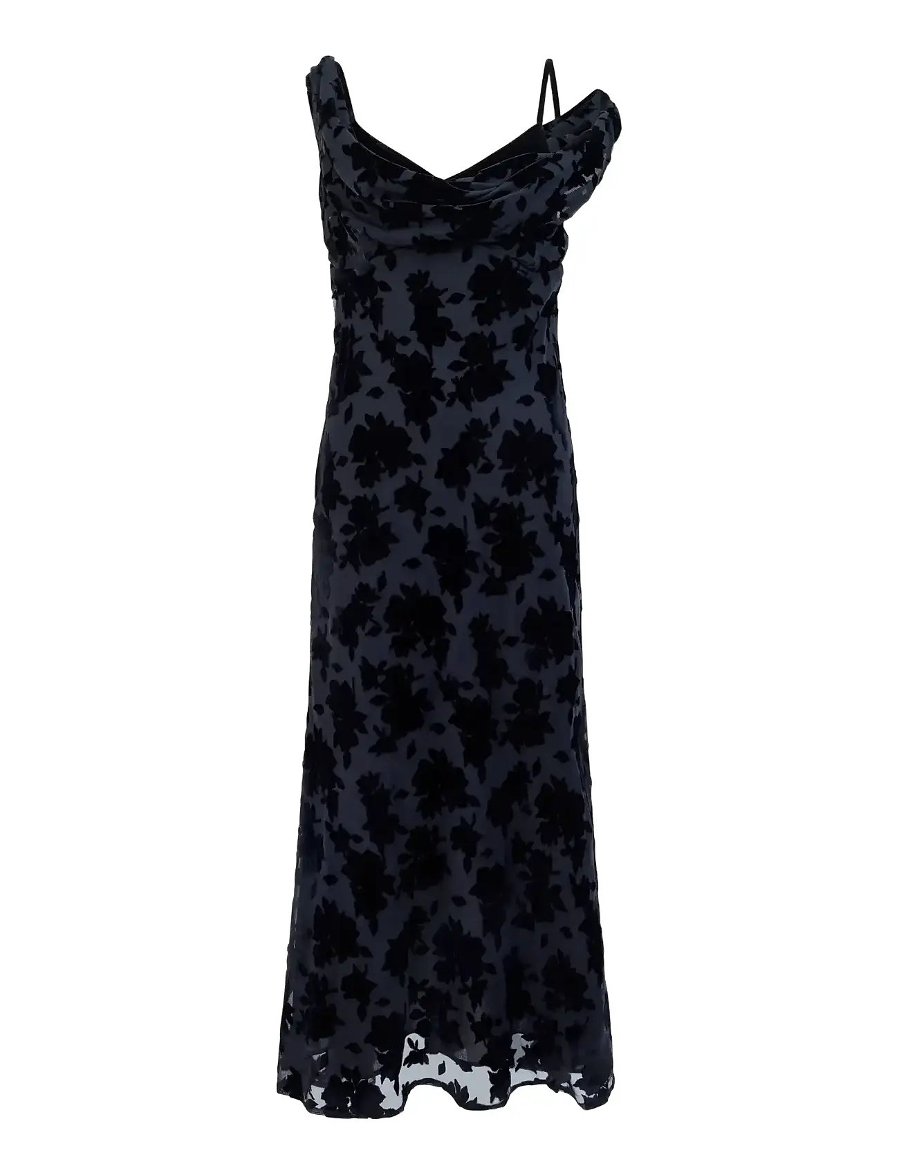 FRENCH CONNECTION Kara Burnout Twisted Midi Dres Schwarz - 38 - Damen