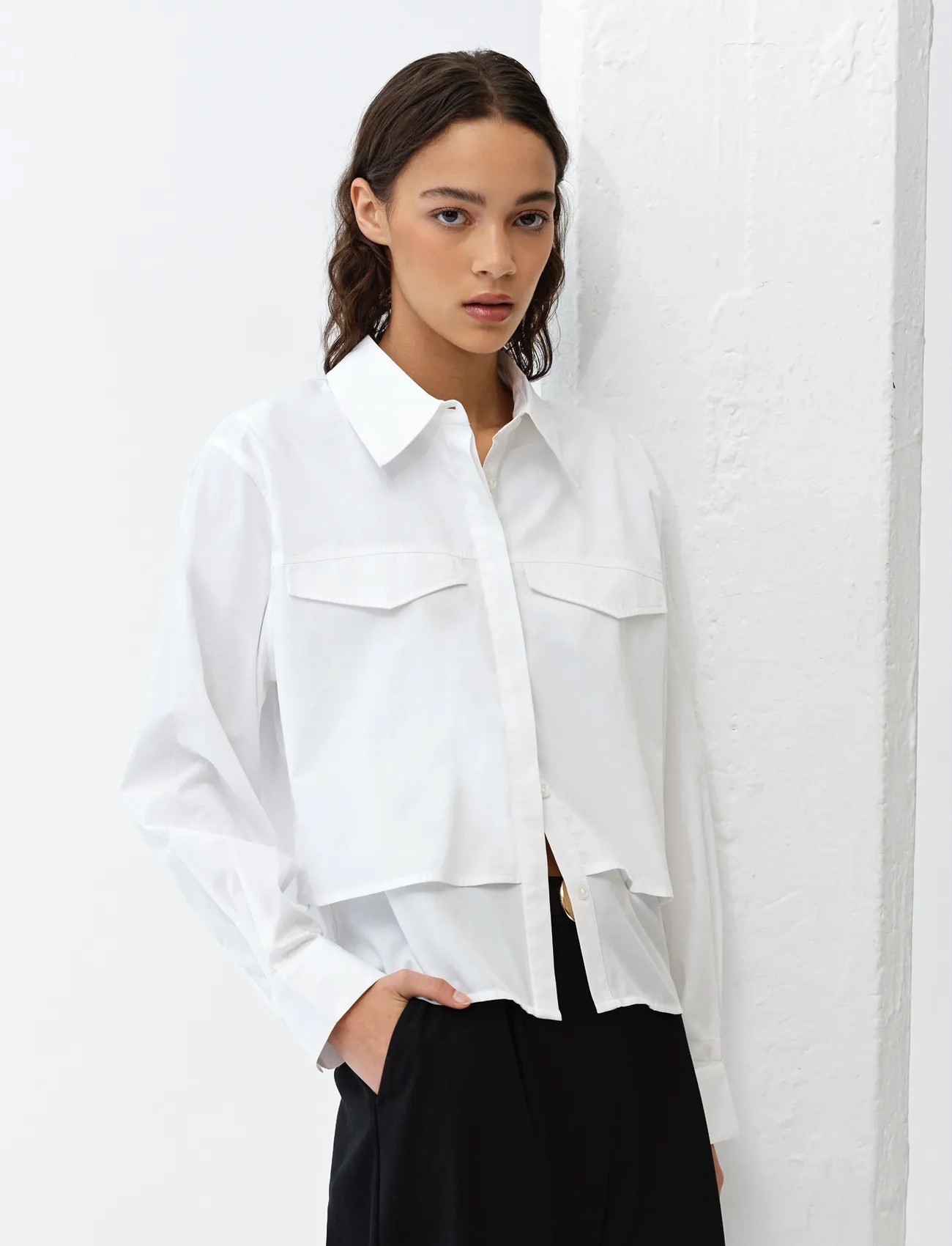 French Connection Cambria Milla Mix Shirt, S, White, Skjorter > Langærmede, Dame