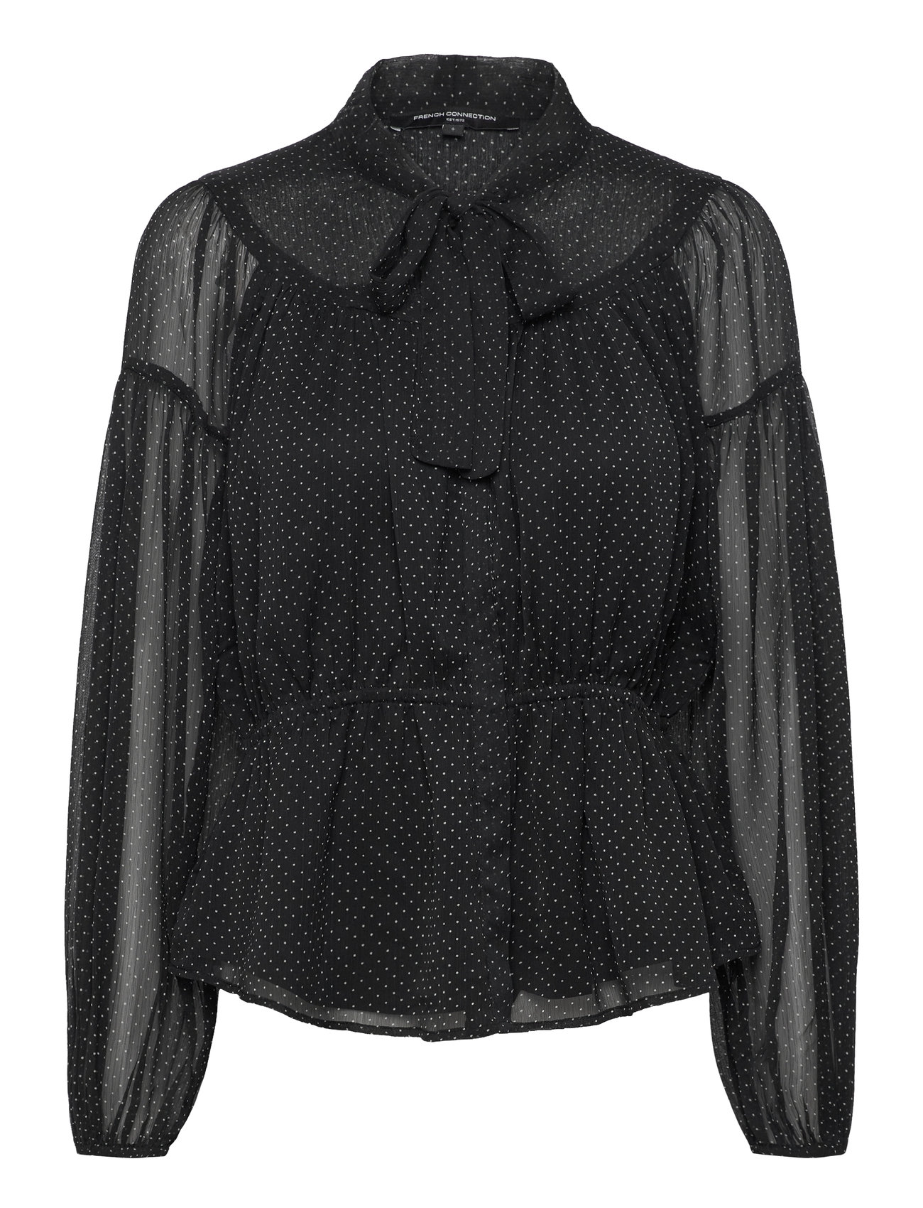 Ines Chiffon Fitted Waist Blou Black French Connection