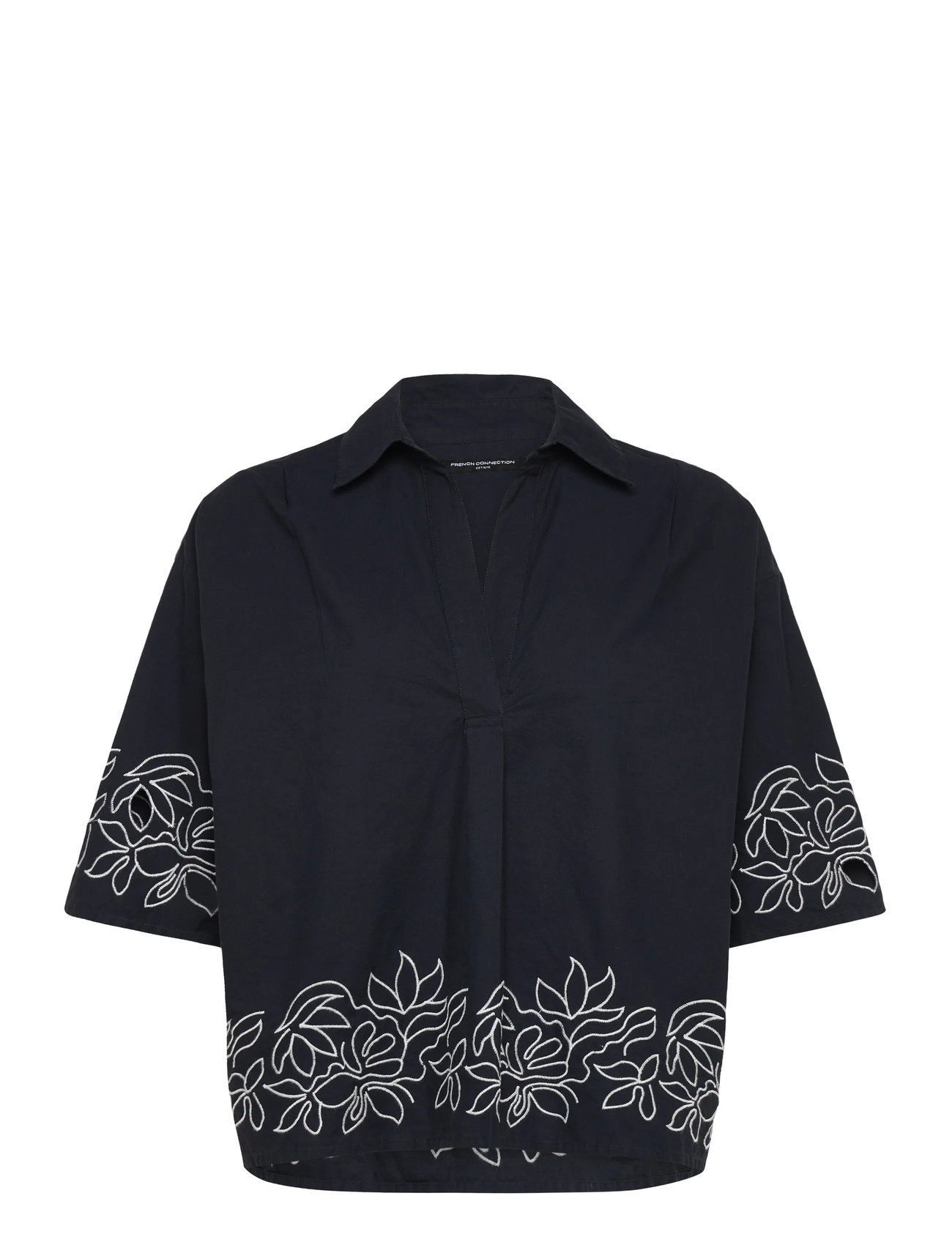 French Connection Alissa Cotton Popover, S, Navy, Skjorter > Kortærmede, Dame