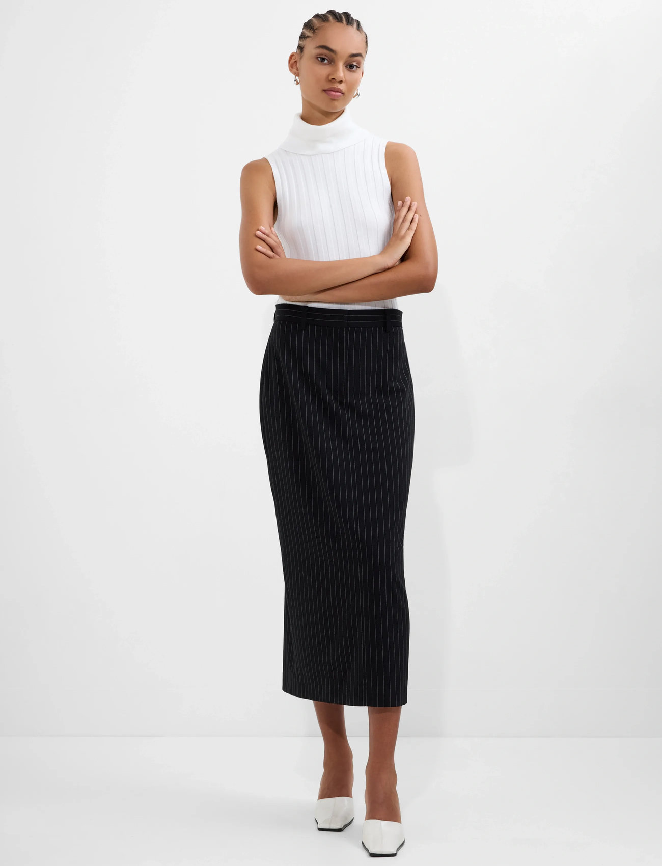 French Connection Morgan Tailored Midi Skirt, 40, Black, Nederdele > Knælange Og Midi Nederdele, Dame