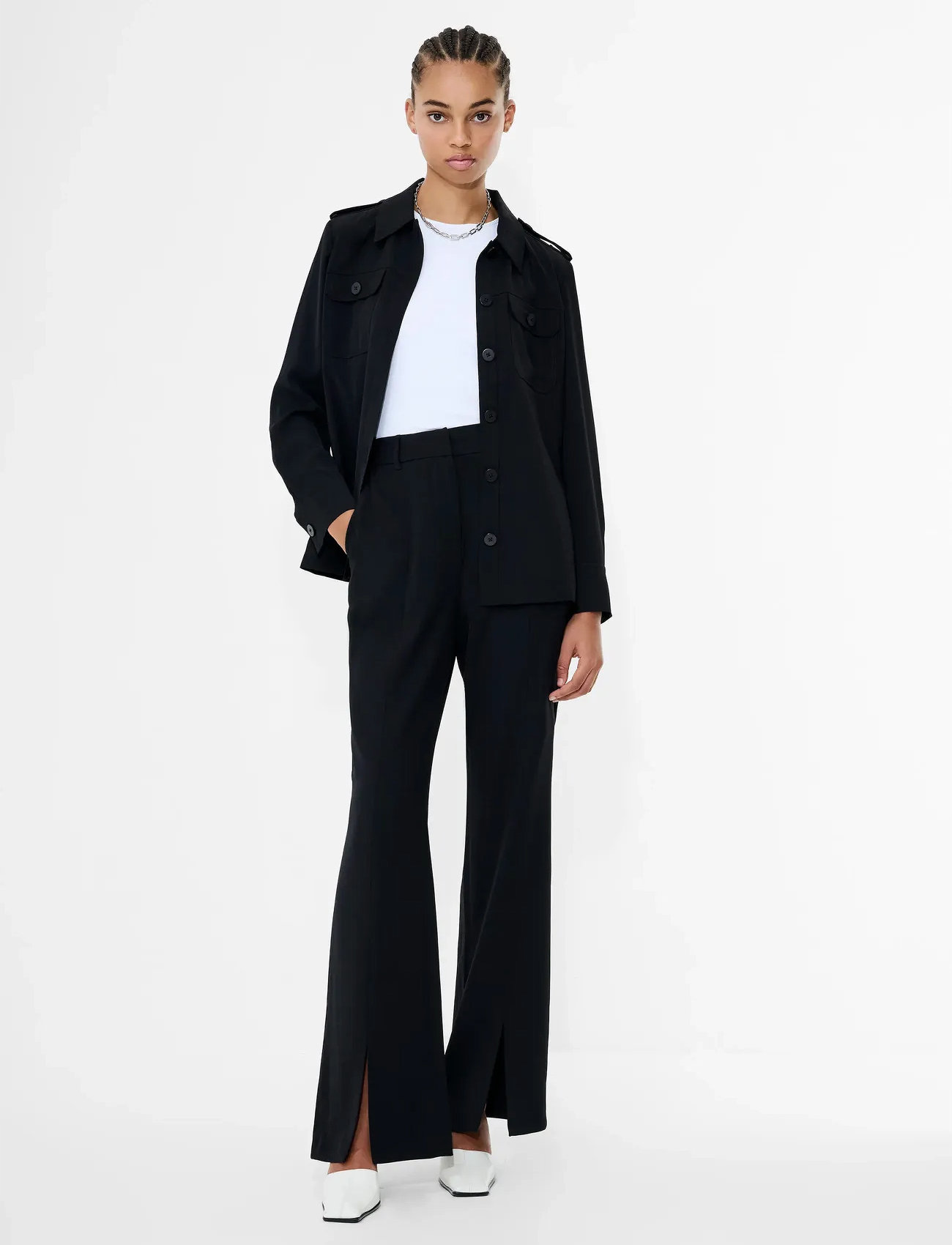 French Connection Vinnie Tailored Slit Trouser, 40, Black, Bukser > Flared, Dame
