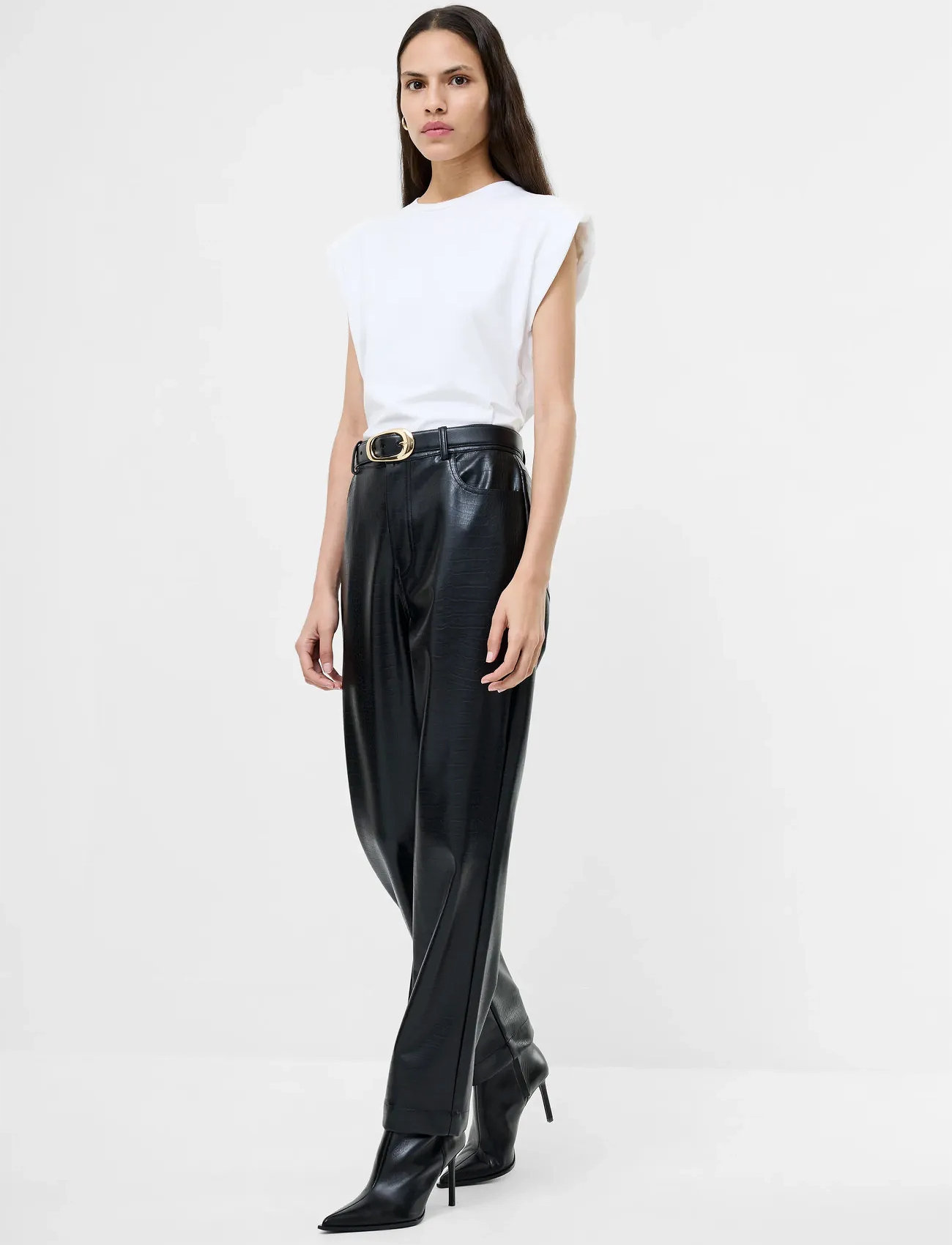 French Connection Brody Croc Pu Trouser, 42, Black, Bukser > Lige Ben, Dame