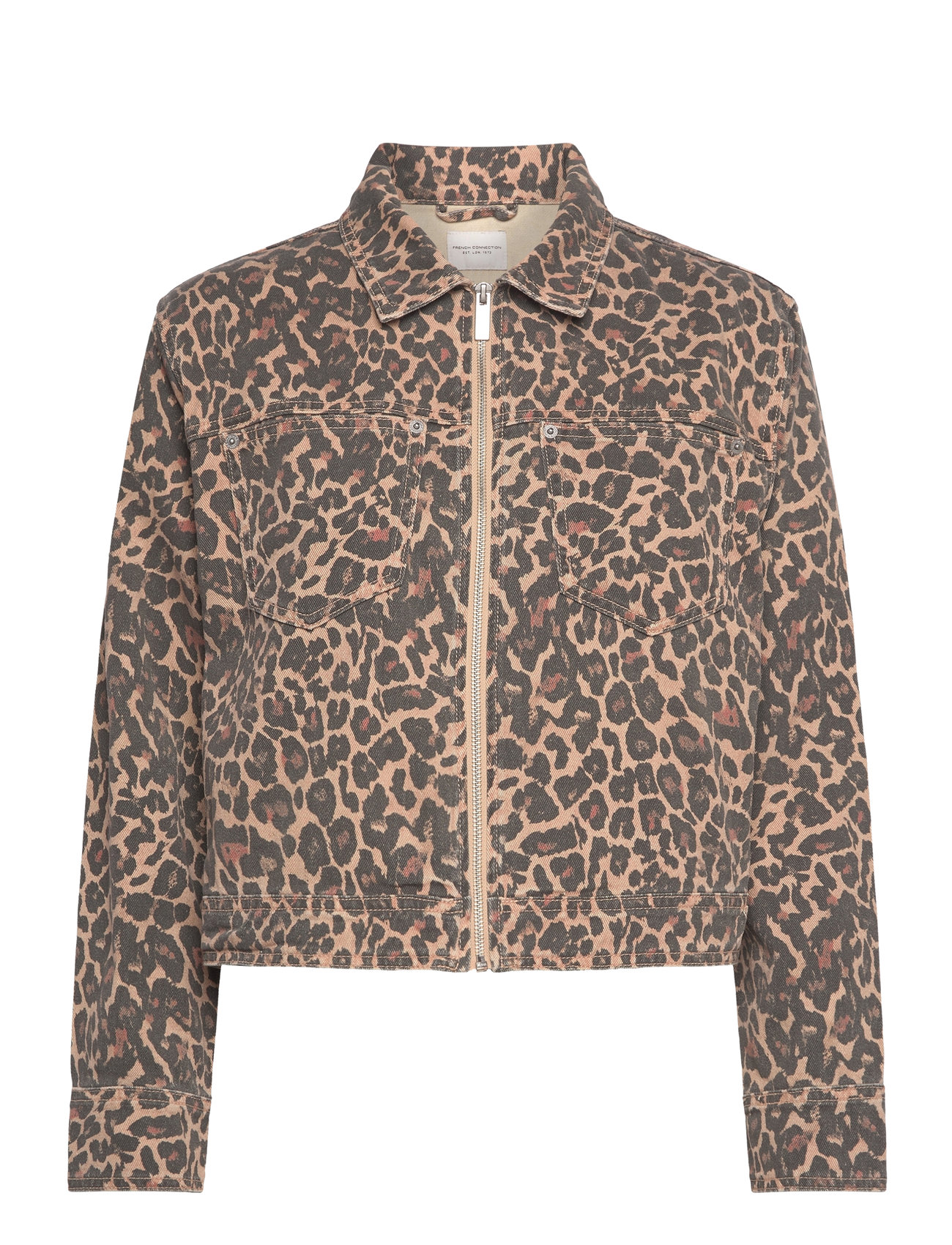 Charlie Printed Denim Jacket Dongerijakke Denimjakke Brown French Connection