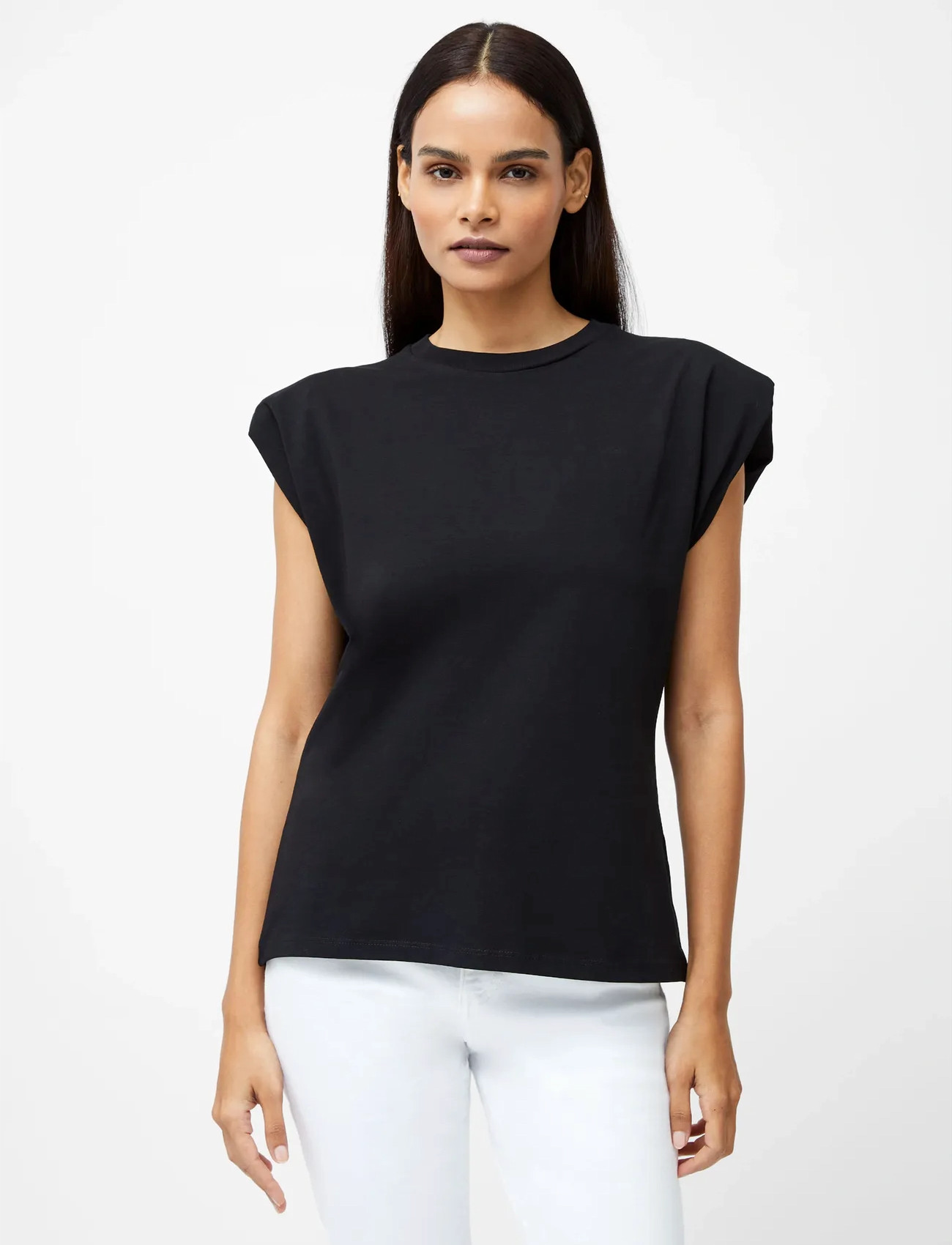French Connection Rallie Shoulder Pad Tank, L, Black, T-Shirts & Toppe > Uden Ærmer, Dame
