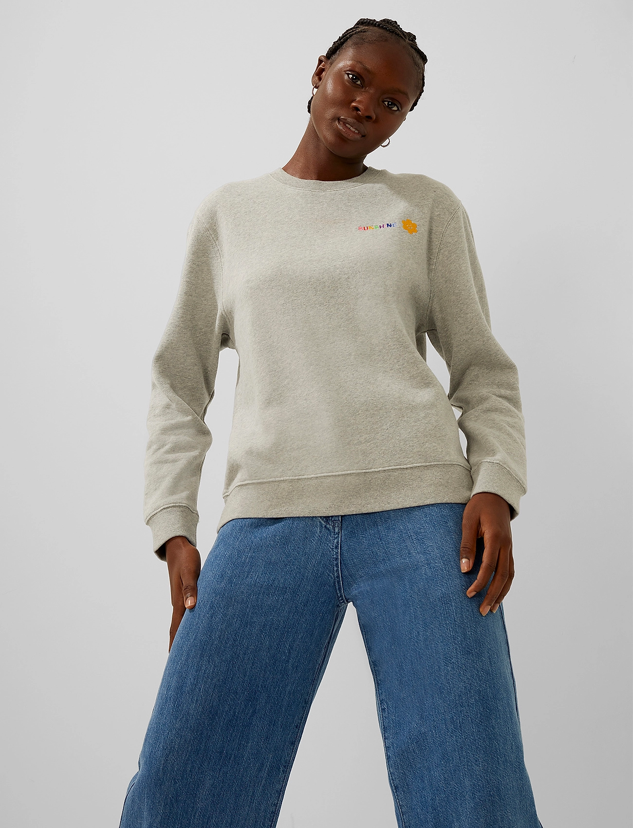 French Connection - SUNSHINE ORGNC GRAPHIC SWEATER - sweatshirts - light grey mel - 0
