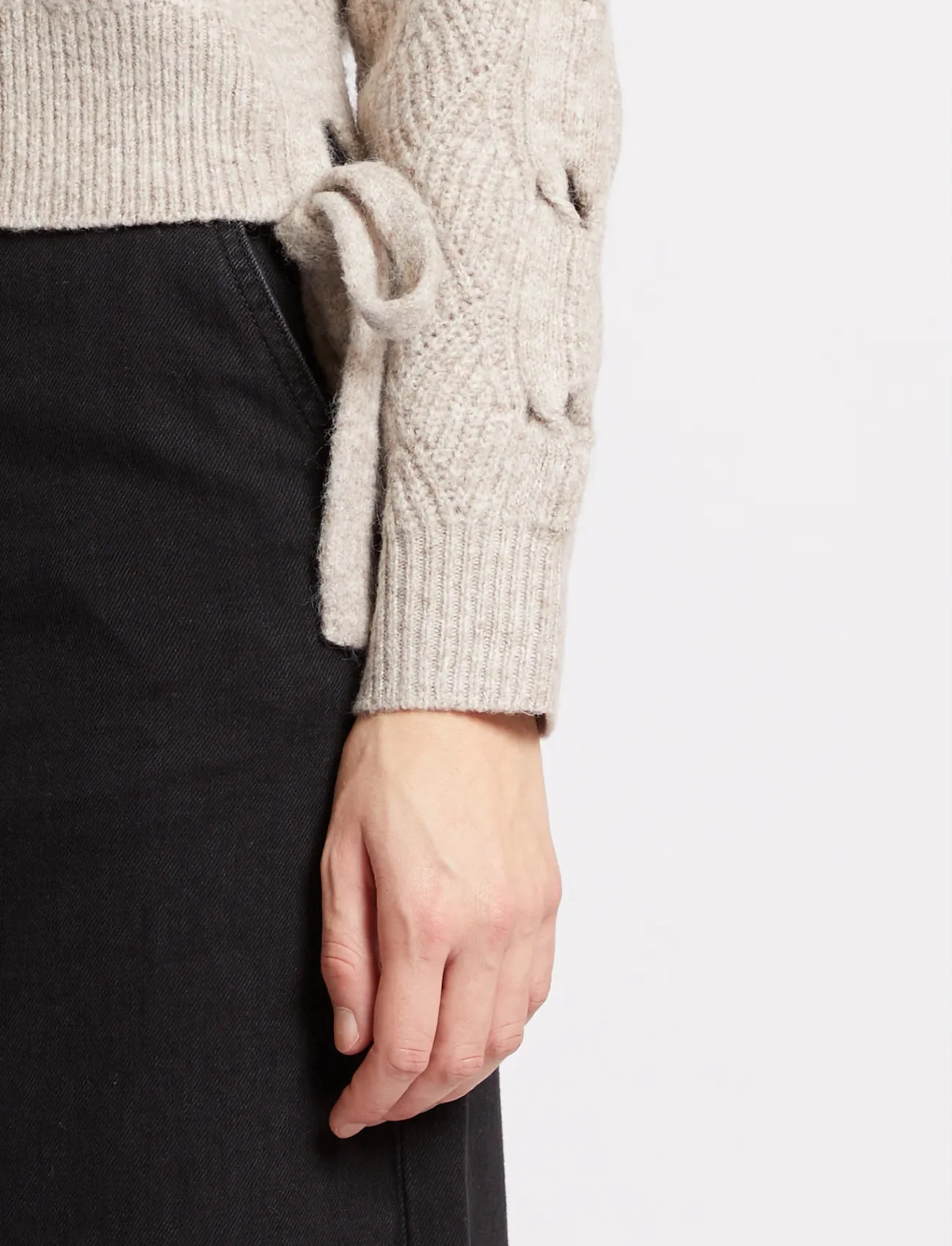 French Connection Tina Cable Tie Jumper, L, Beige, Strik > Trøjer, Dame