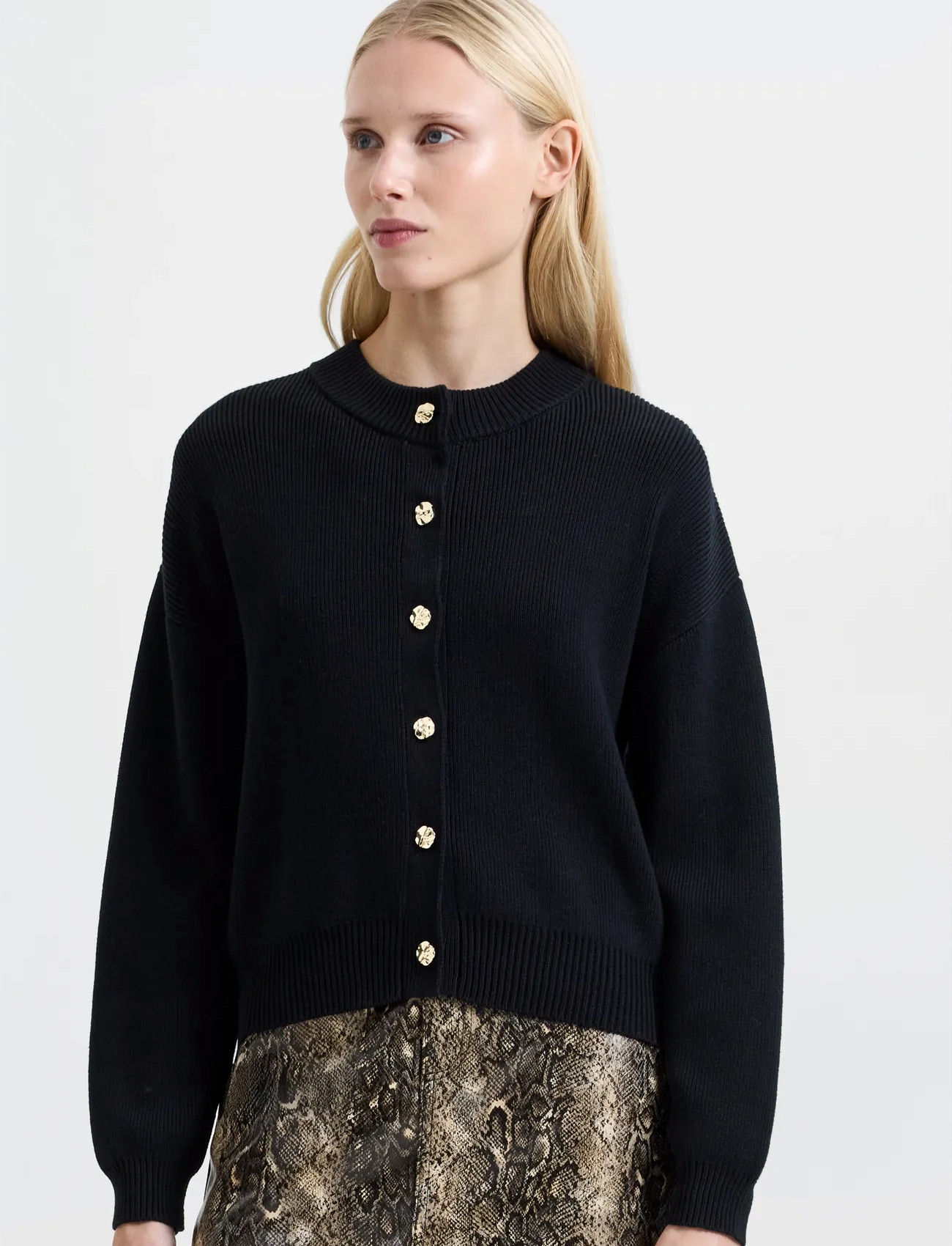 French Connection Milano Mozart Ls Cardi, L, Black, Strik > Cardigans, Dame