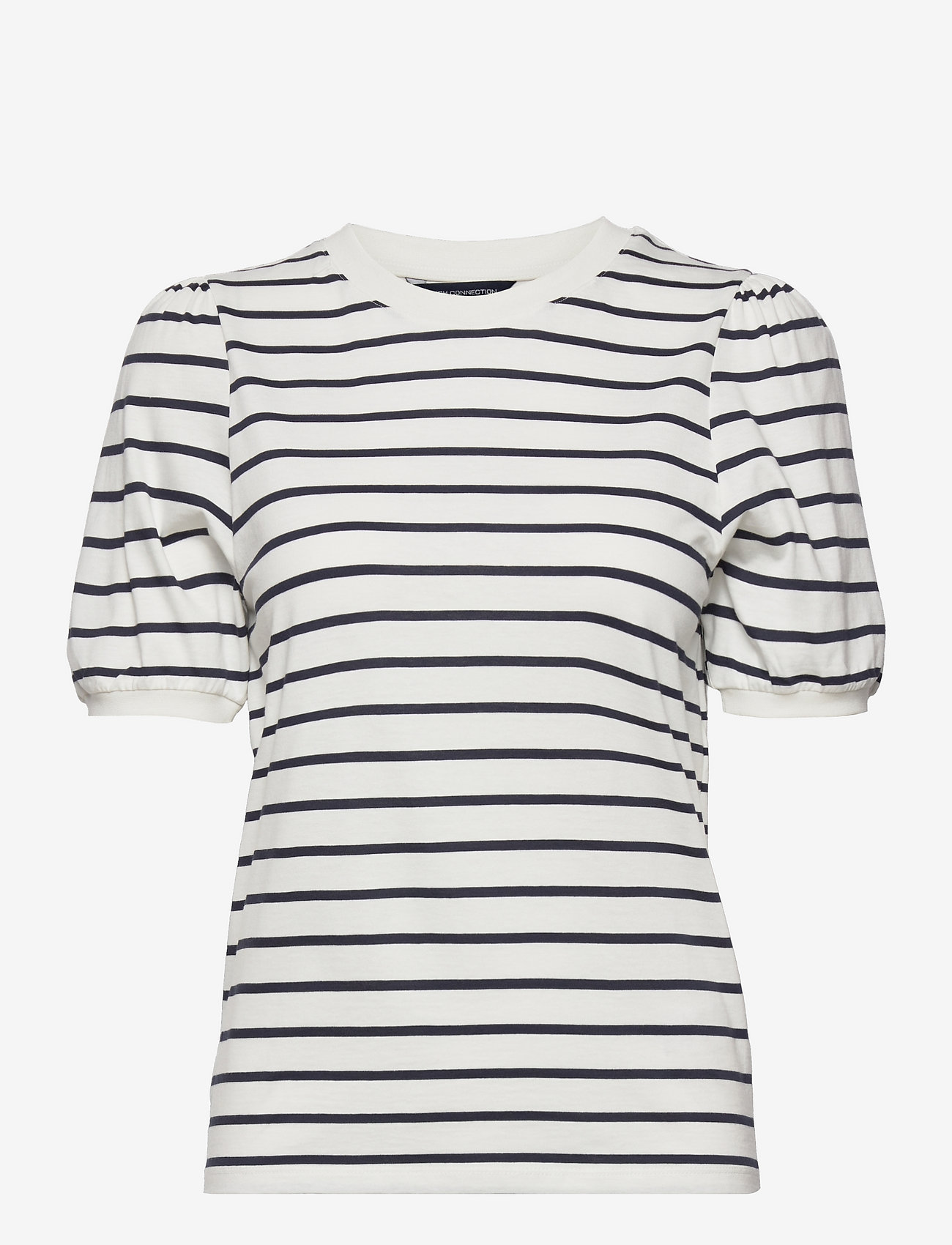 French Connection - STRIPE PUFF SLEEVE TEE - t-shirts - summer wh/util blue - 1