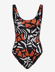 French Connection - RECYCLED AFARA PRINT SWIMSUIT - black multi - 0