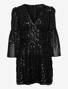 CELLIENNE SEQUIN L/S DRESS - sukienki na sylwestra - black