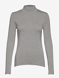 VENETIA JERSEY SPLIT CUFF TOP - LIGHT GREY MEL