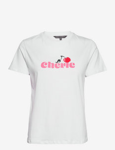 CHERIE GRAPHIC BOYFIT TEE - t-shirts - white