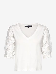PANSY MIX MED JRSY 3/4 SLV TOP - t-shirts - linen white