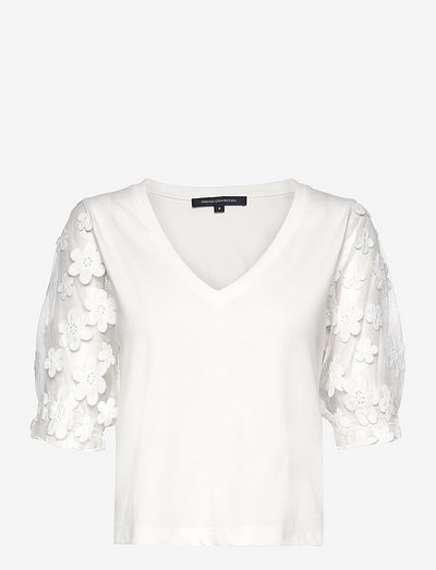 PANSY MIX MED JRSY 3/4 SLV TOP - t-shirts - linen white