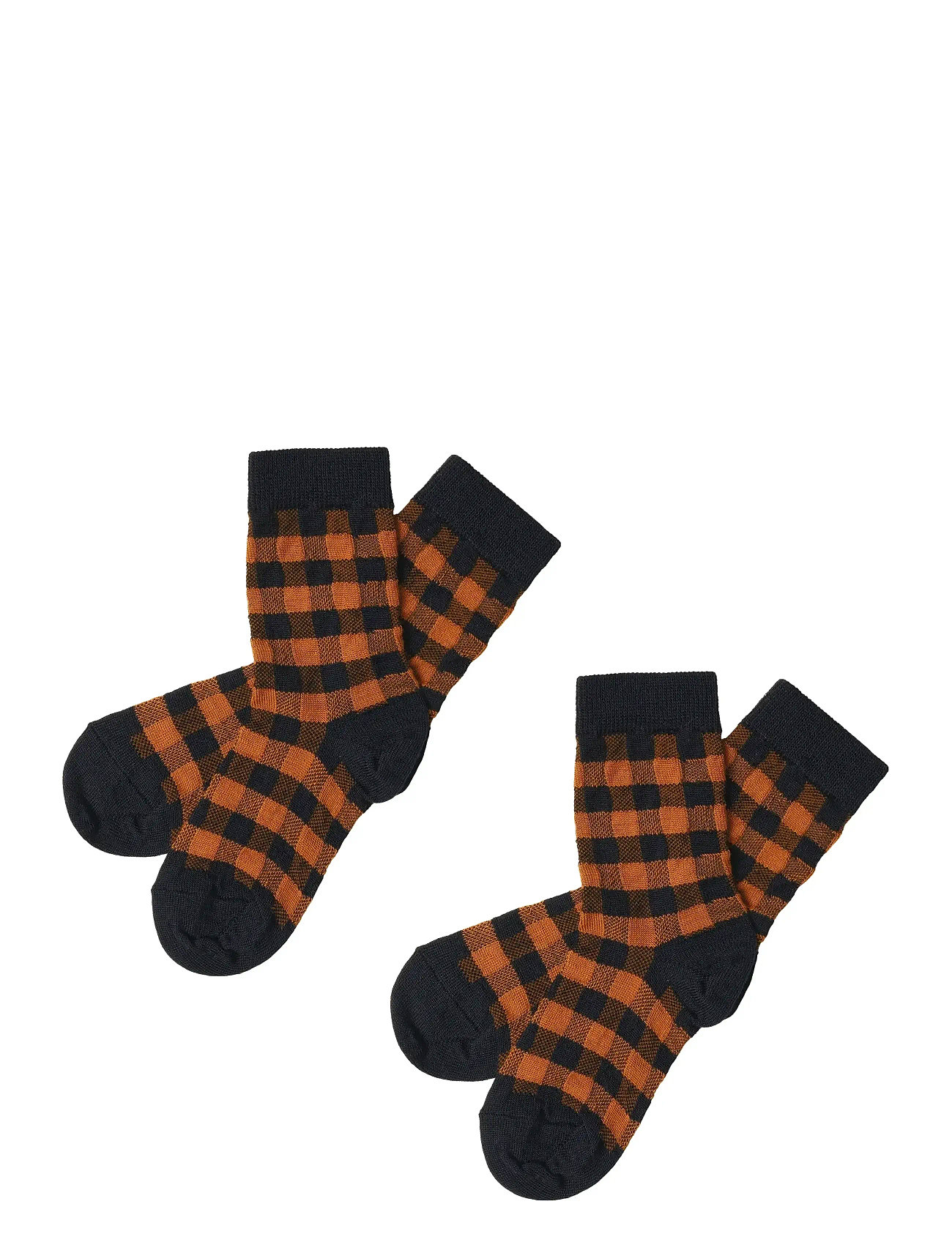 FUB 2-Pack Check Socken Orange - 19/21 - Kinder