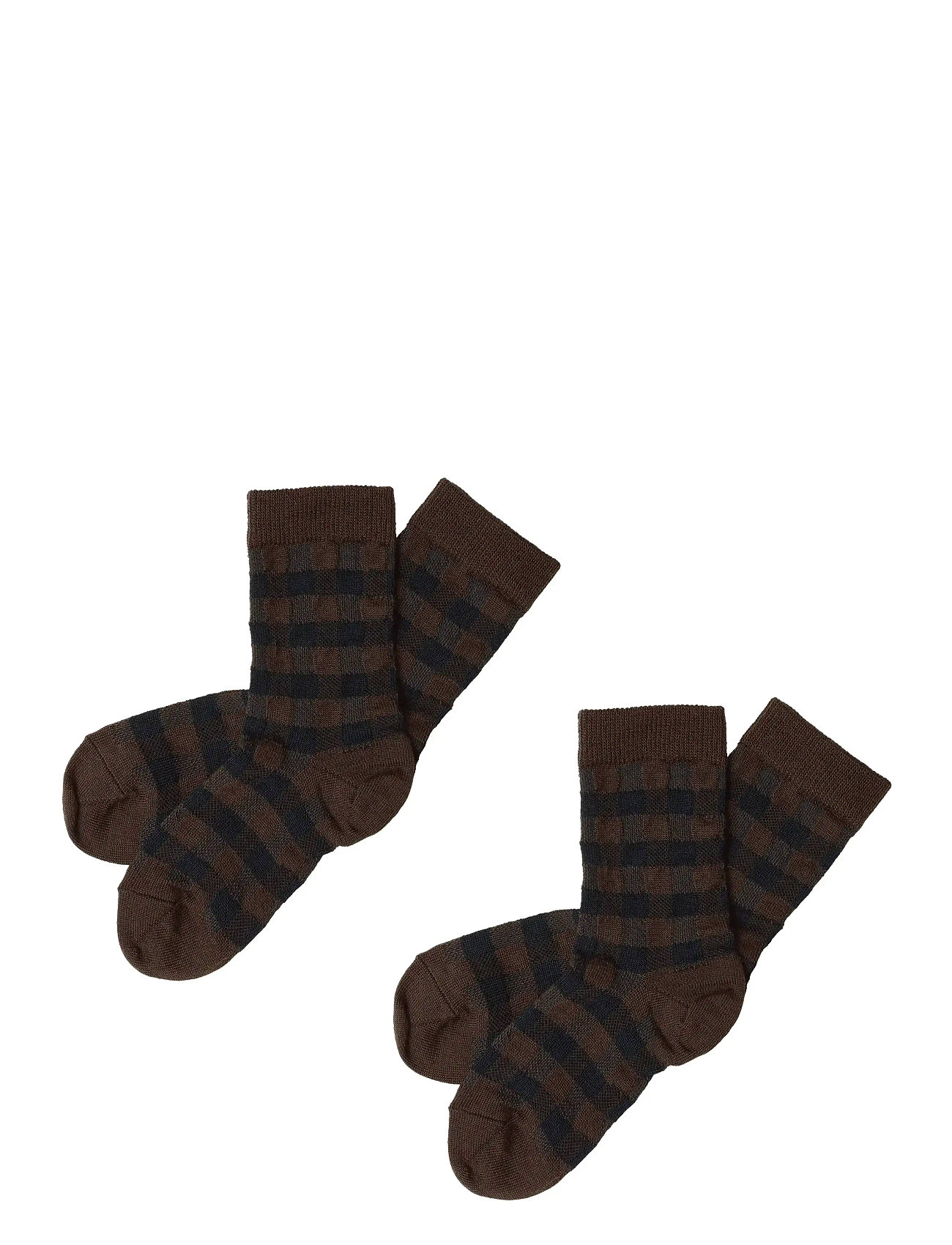 FUB 2-Pack Check Socken Braun - 19/21 - Kinder